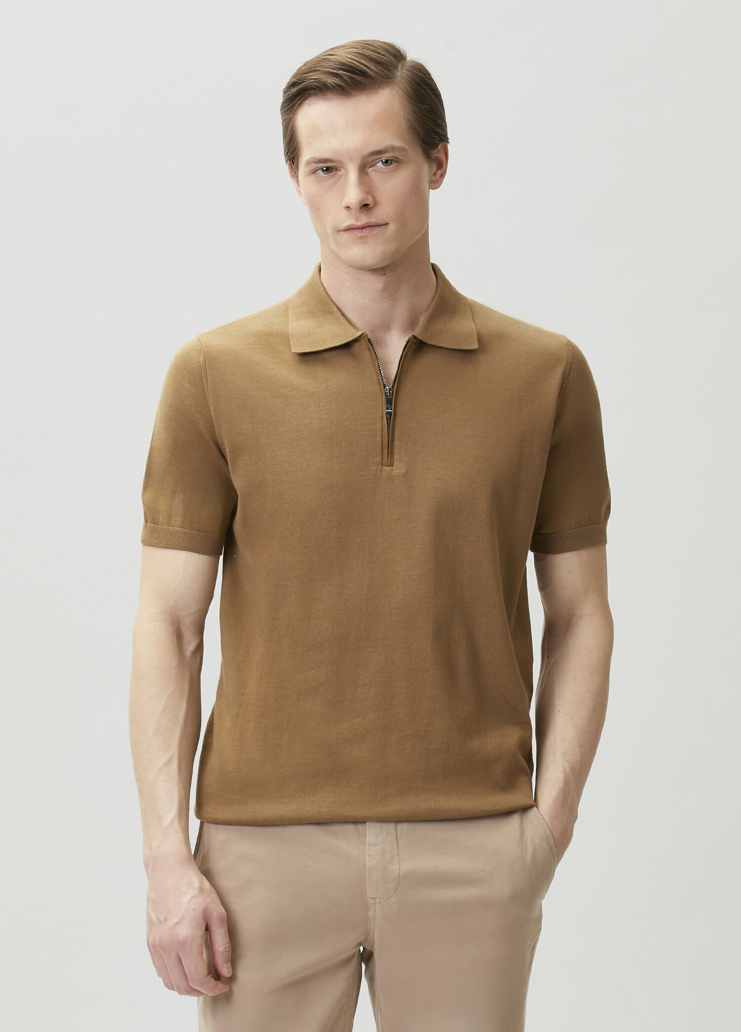 Açık Kahverengi Polo Yaka T-shirt