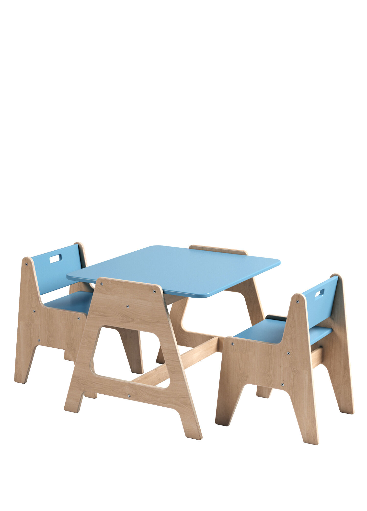 Cotable Mavi Ahşap Çocuk Aktivite Masa Takımı
