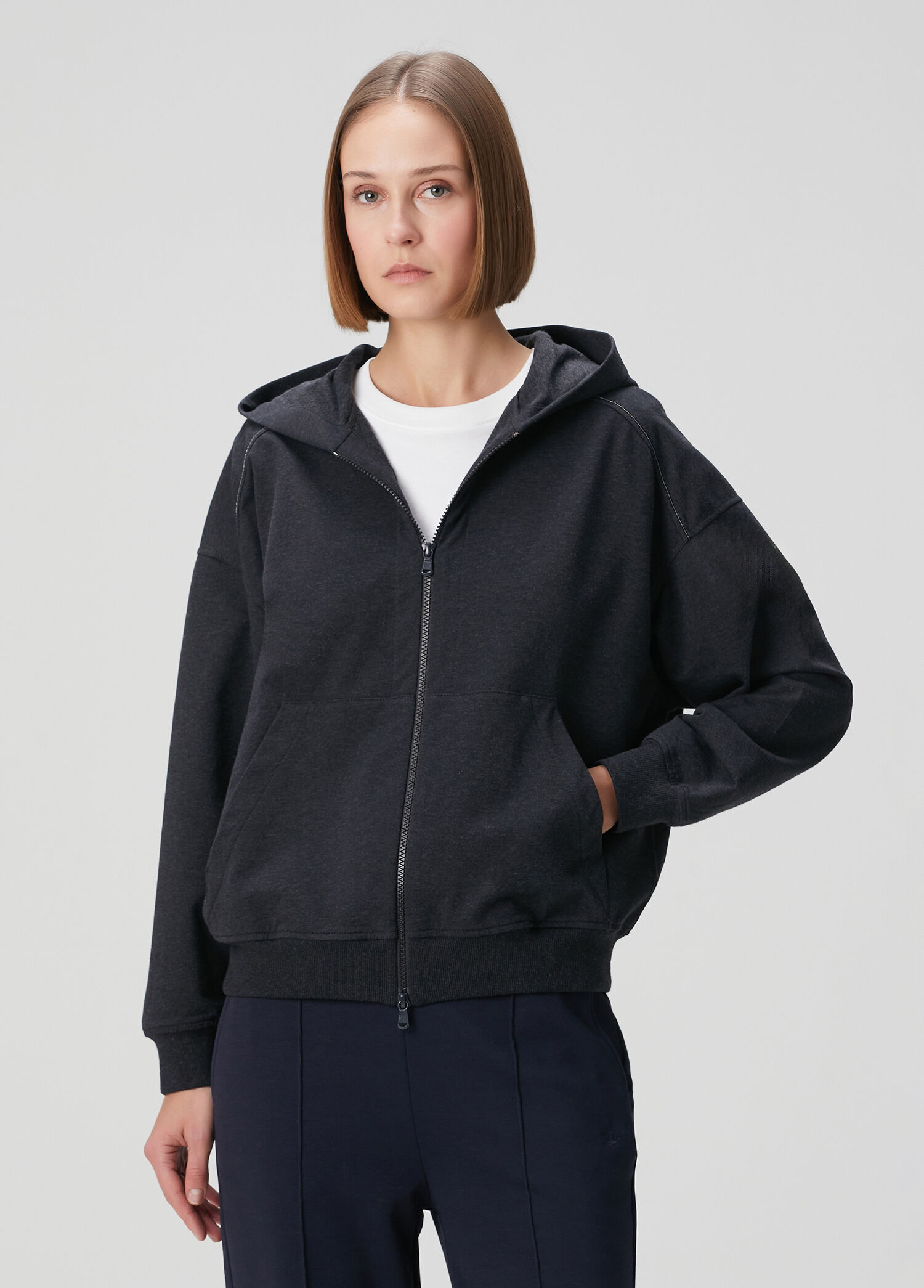 Antrasit Kapüşonlu Sweatshirt