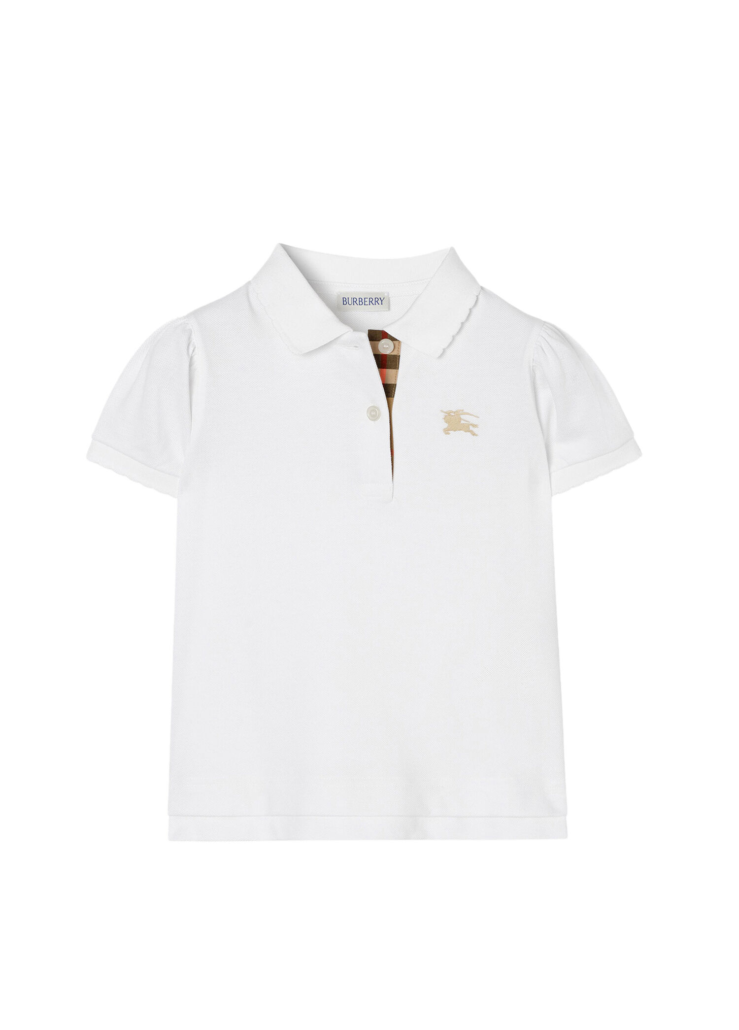 Cotton Beyaz Polo Yaka Kısa Kollu Unisex Çocuk T-Shirt