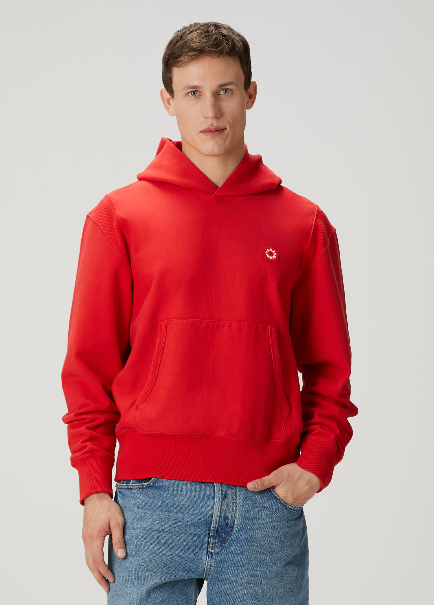 Red Hooded Logo Detailed Sweatshirt