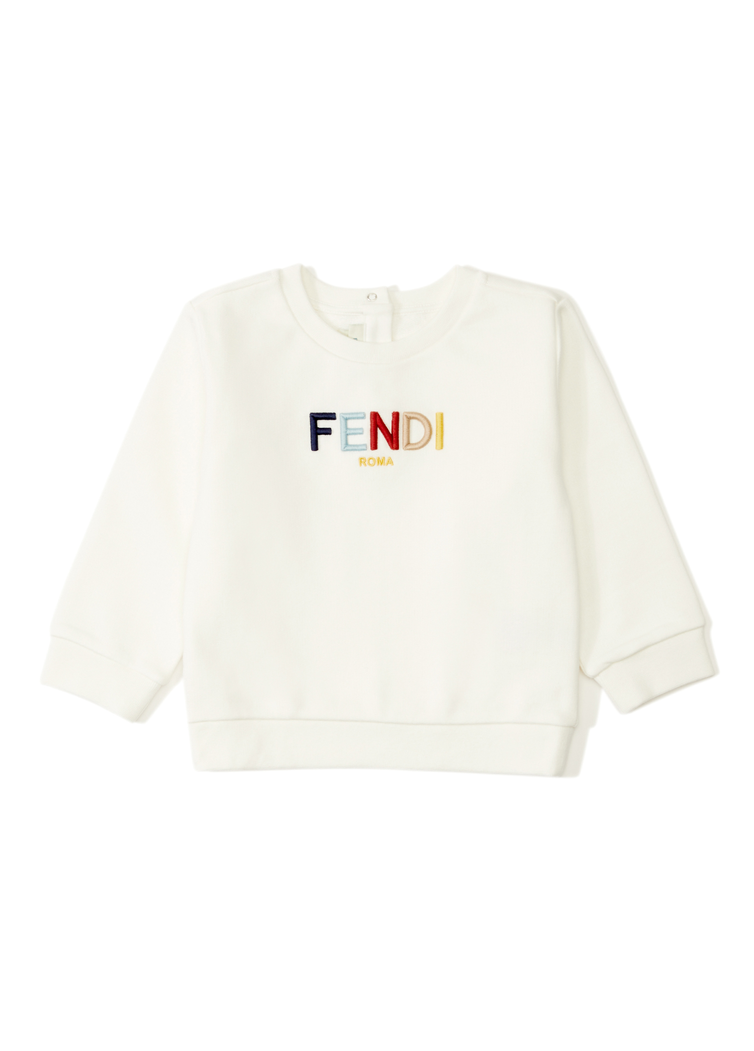 Beyaz Logo Nakışlı Unisex Bebek Sweatshirt