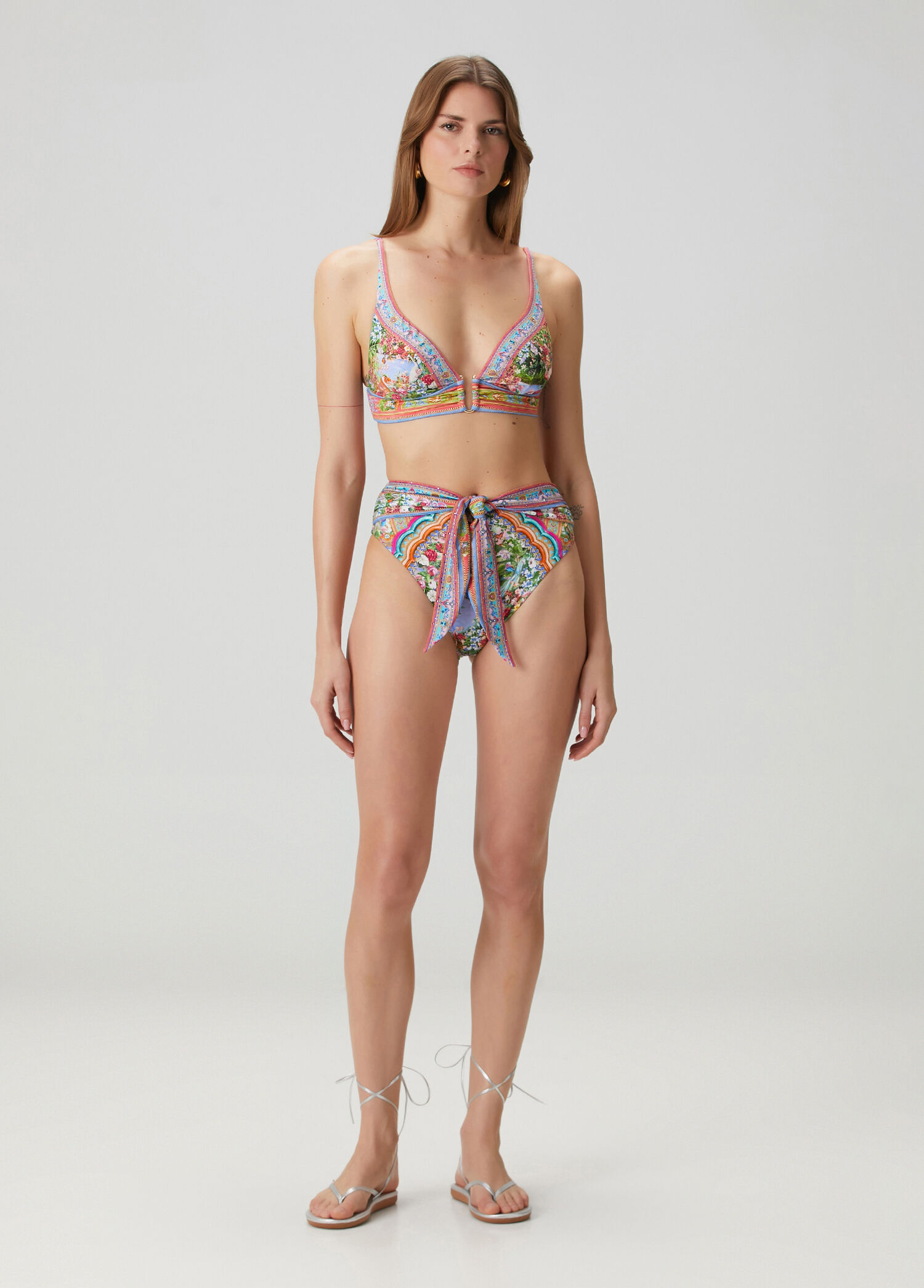Çiçekli Bağlamalı Bikini Altı