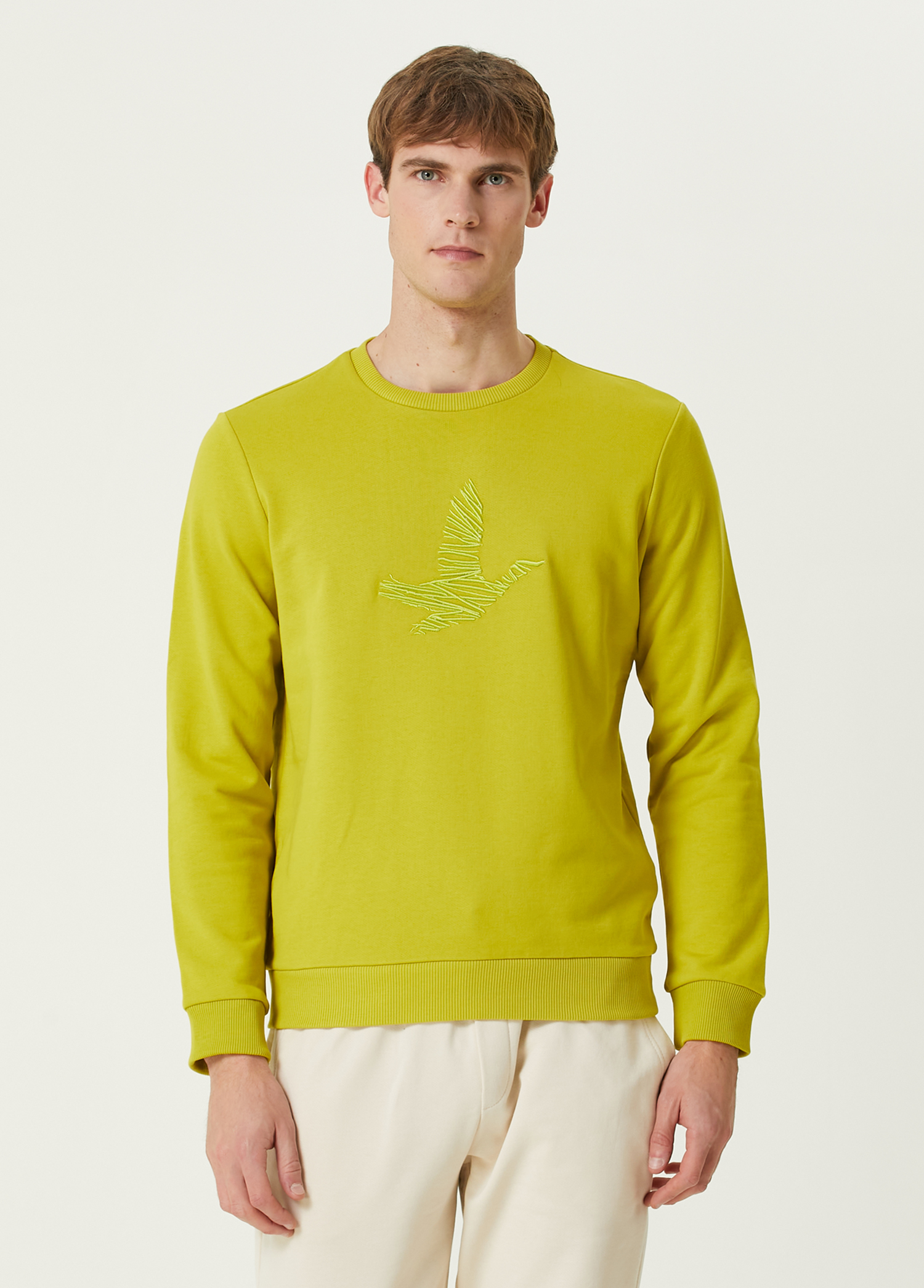 Yeşil Logo Nakışlı Sweatshirt