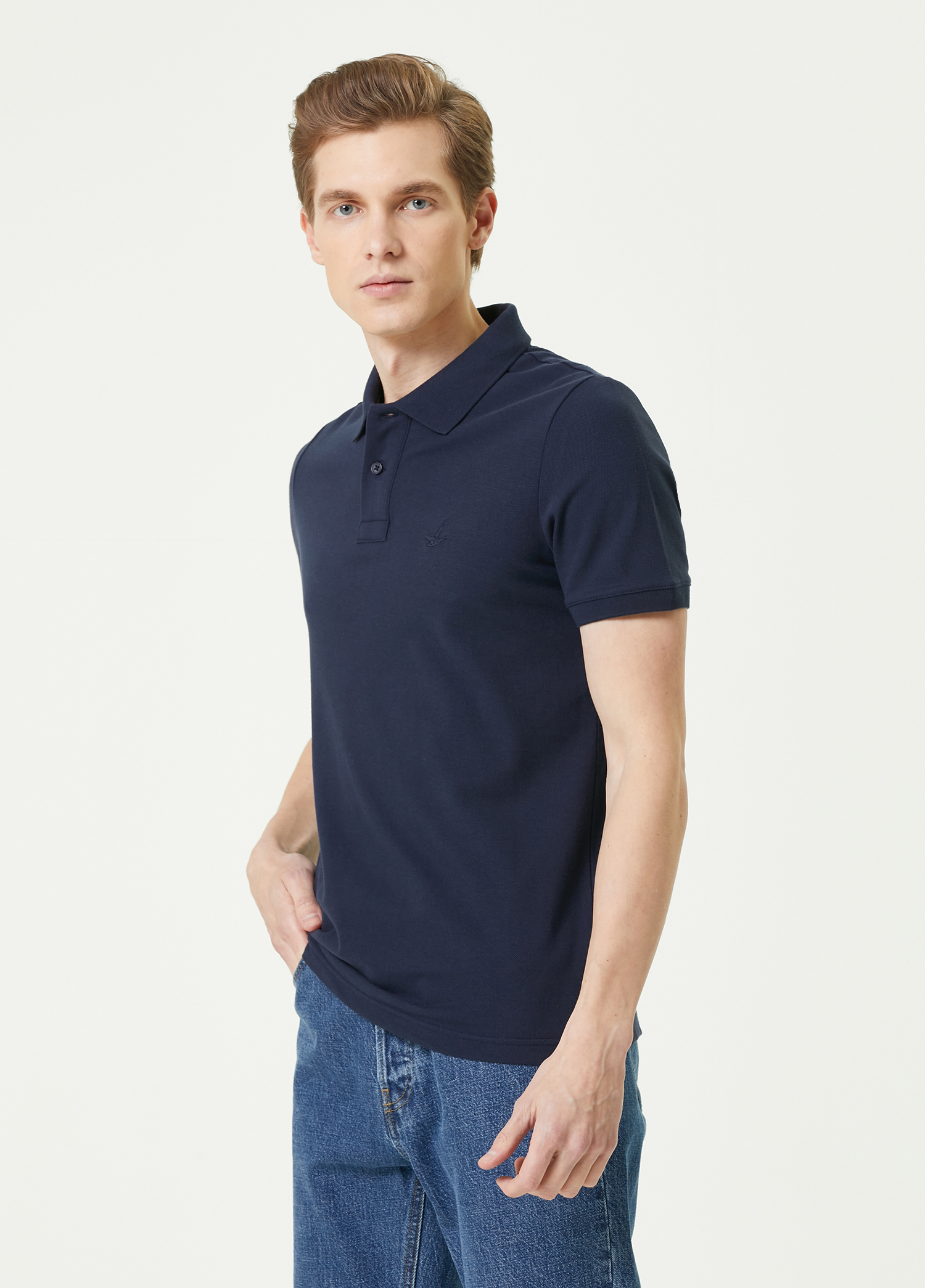 Comfort Fit Lacivert Polo Yaka T-shirt_1