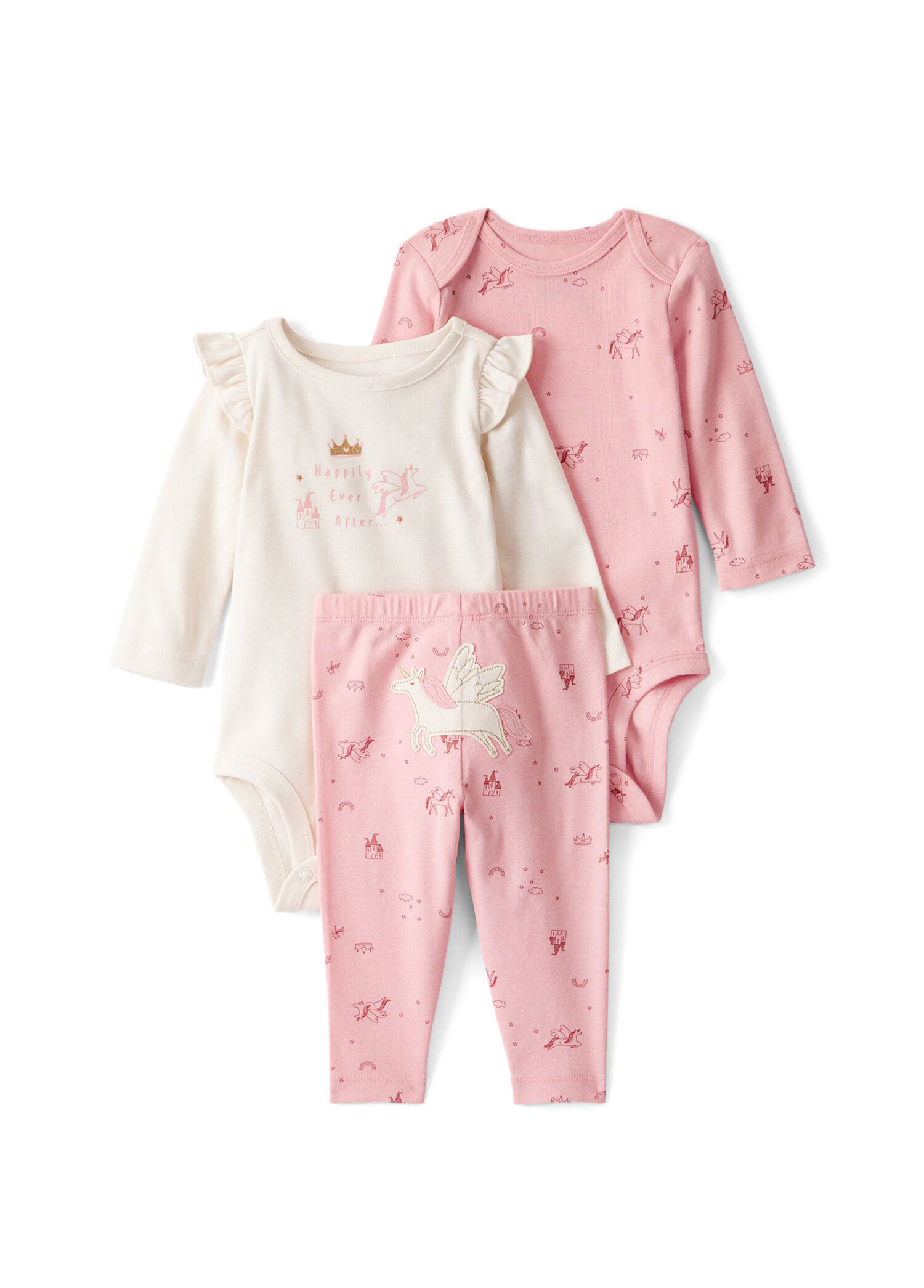 Pembe Pamuklu Kız Bebek 3'lü Set
