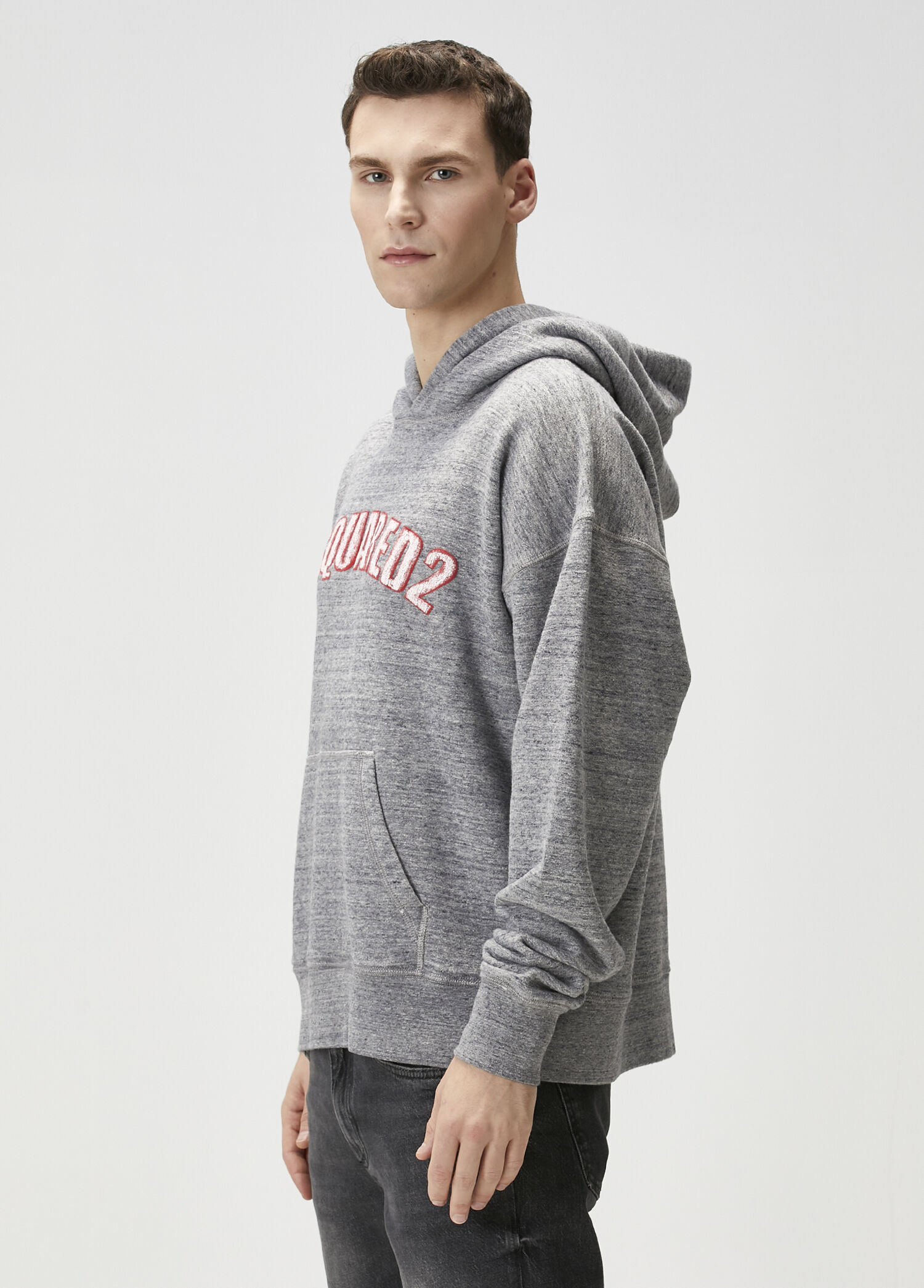 Dsquared2 - Gri Kapüşonlu Logolu Sweatshirt - Gri