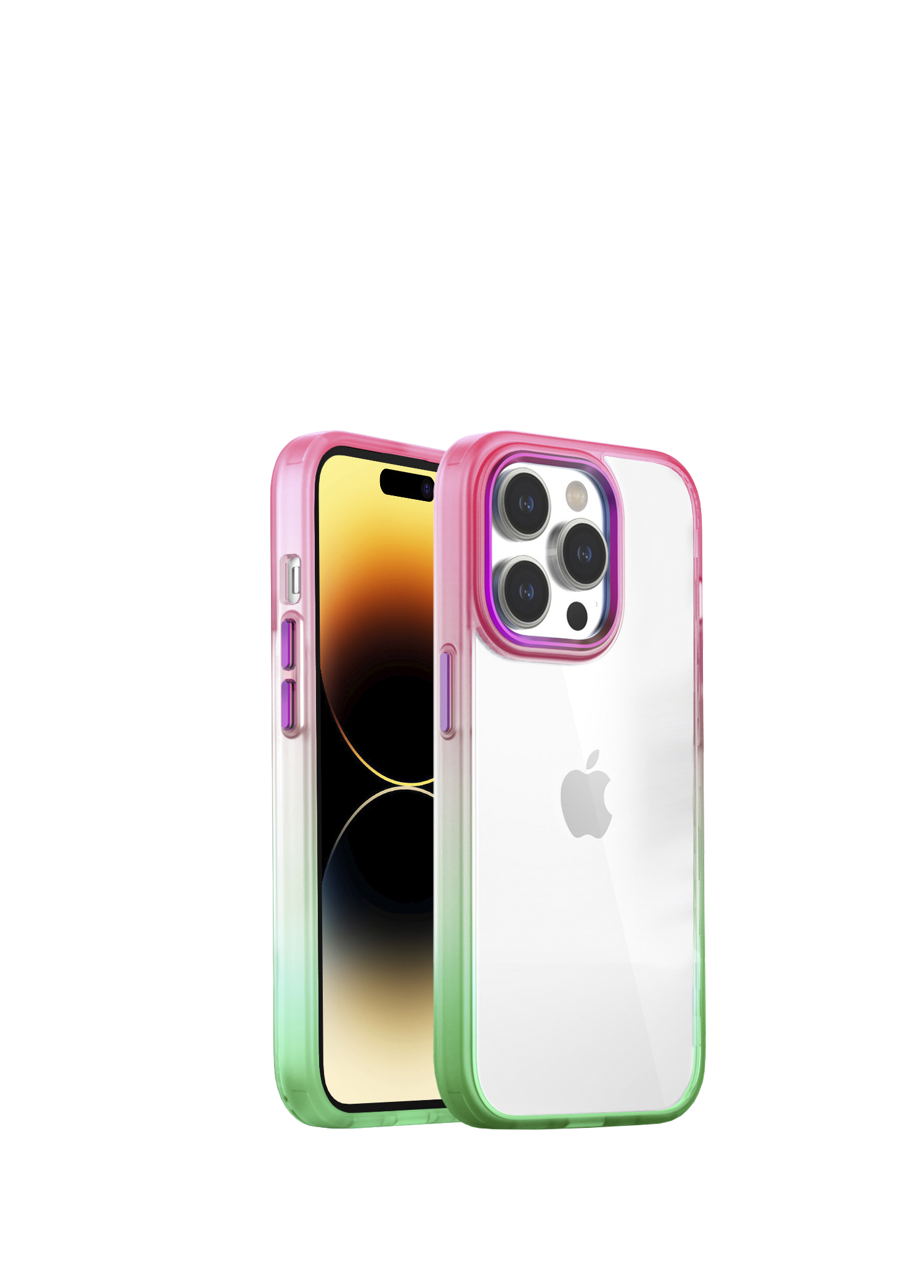 iPhone 14 Pro Air Bumper Rainbow Pink Green Kılıf