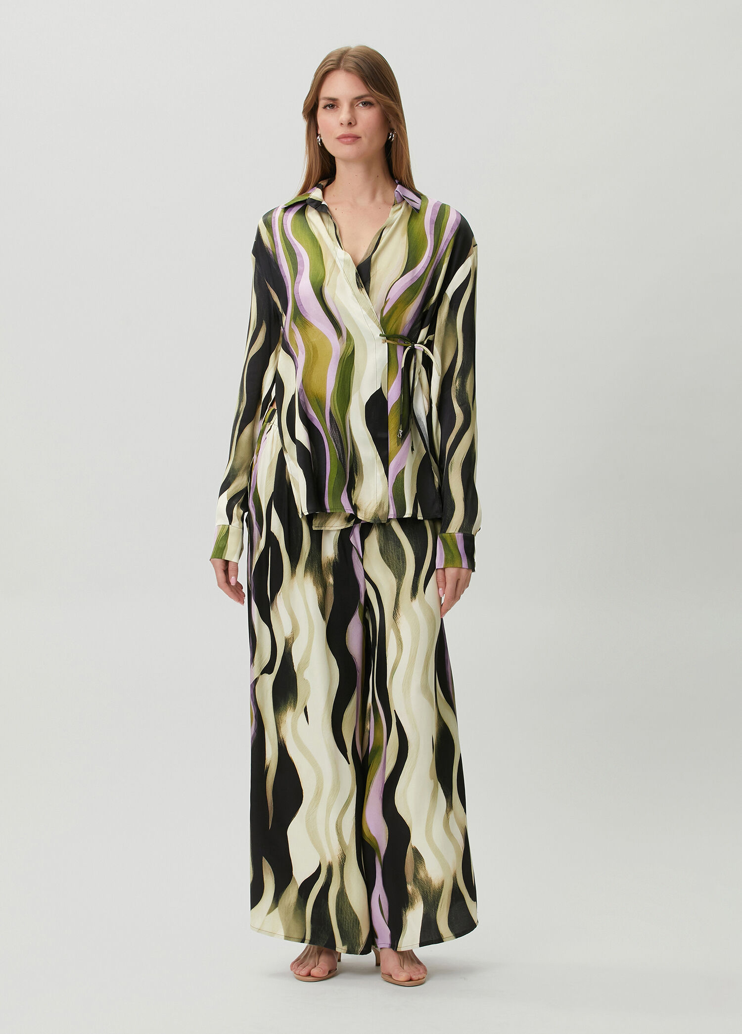 Lumina Desenli Wide Leg Pantolon