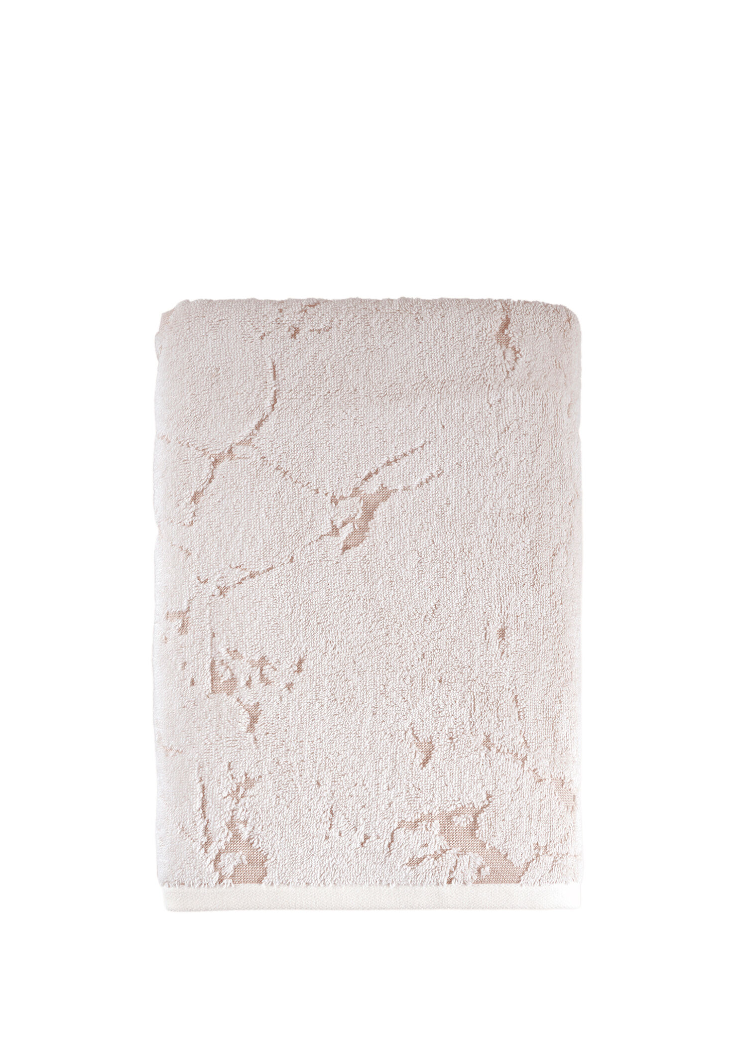 Marble Krem Jakarlı %100 Pamuk Banyo Havlusu 70 x 140 cm