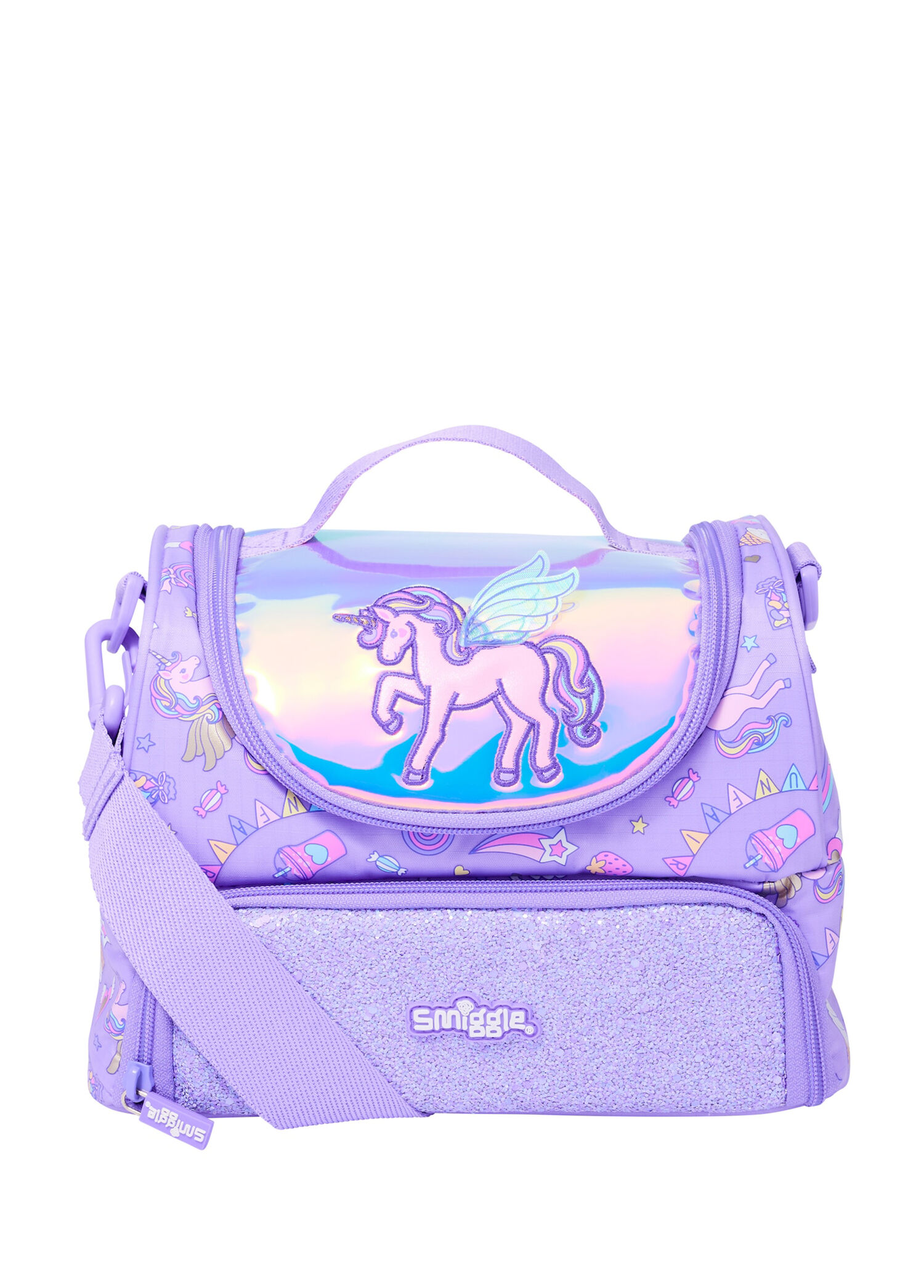 Fun Fair Lila Unicorn Desenli Çift Katlı Askılı Kız Çocuk Beslenme Çantası