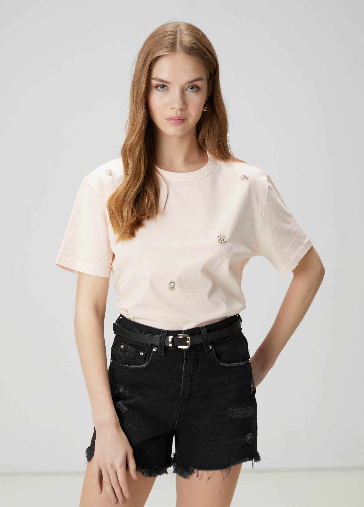 Somon Serpme Taşlı T-shirt_3