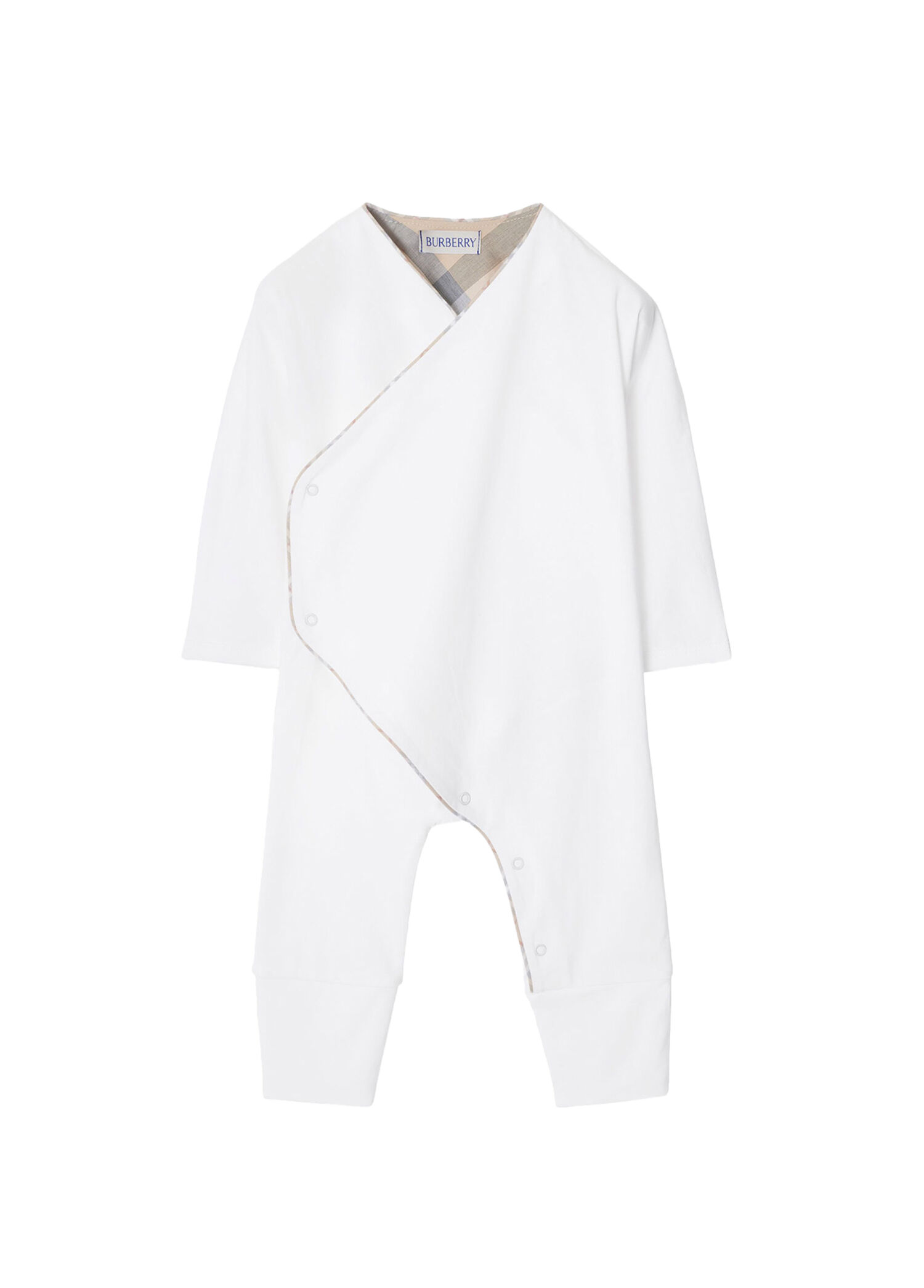 Beyaz Pamuklu Tulum ve Önlük Unisex Bebek 2'li Hediye Seti