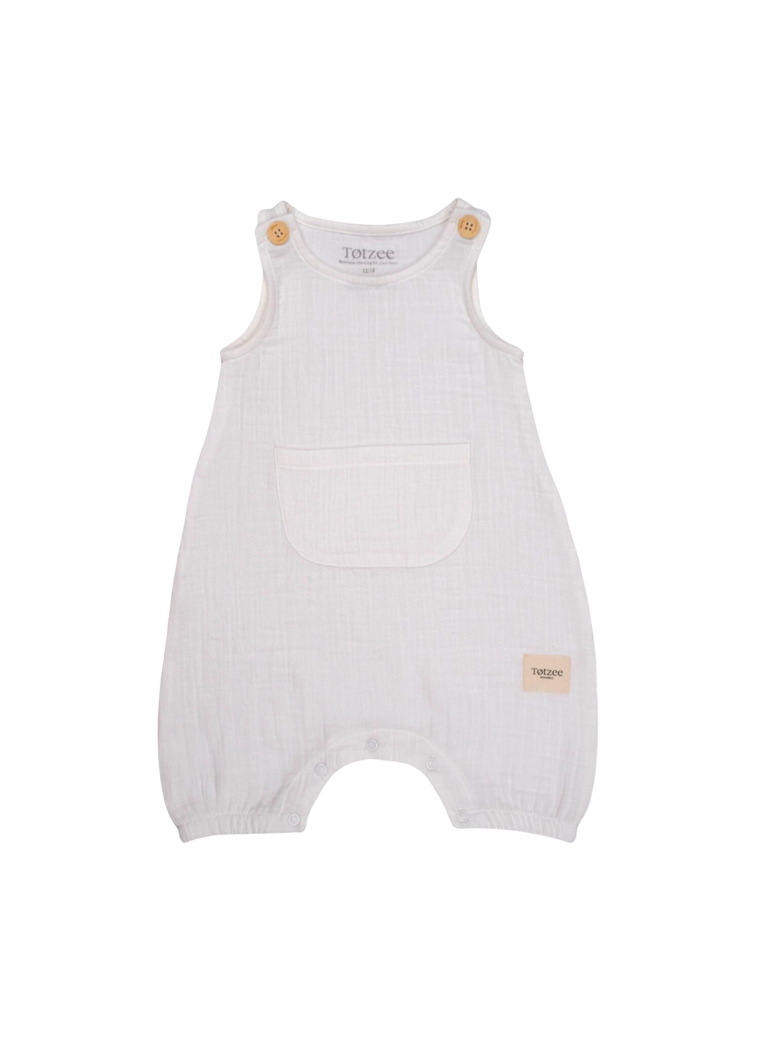 Ekru Kanguru Cepli Müslin Unisex Bebek Salopet