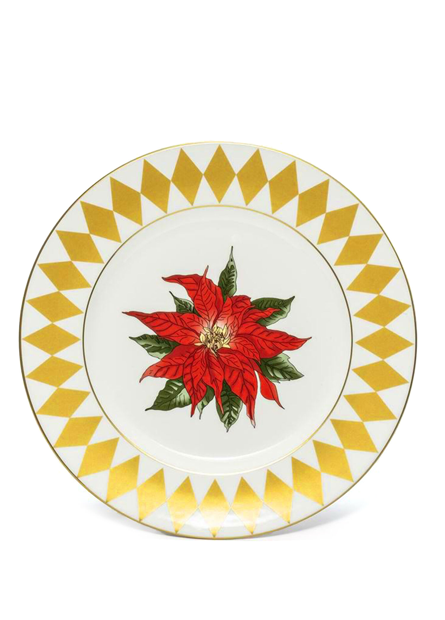 Parterre Gold with Poinsettia Rim Plate Porselen Tabak 20 cm