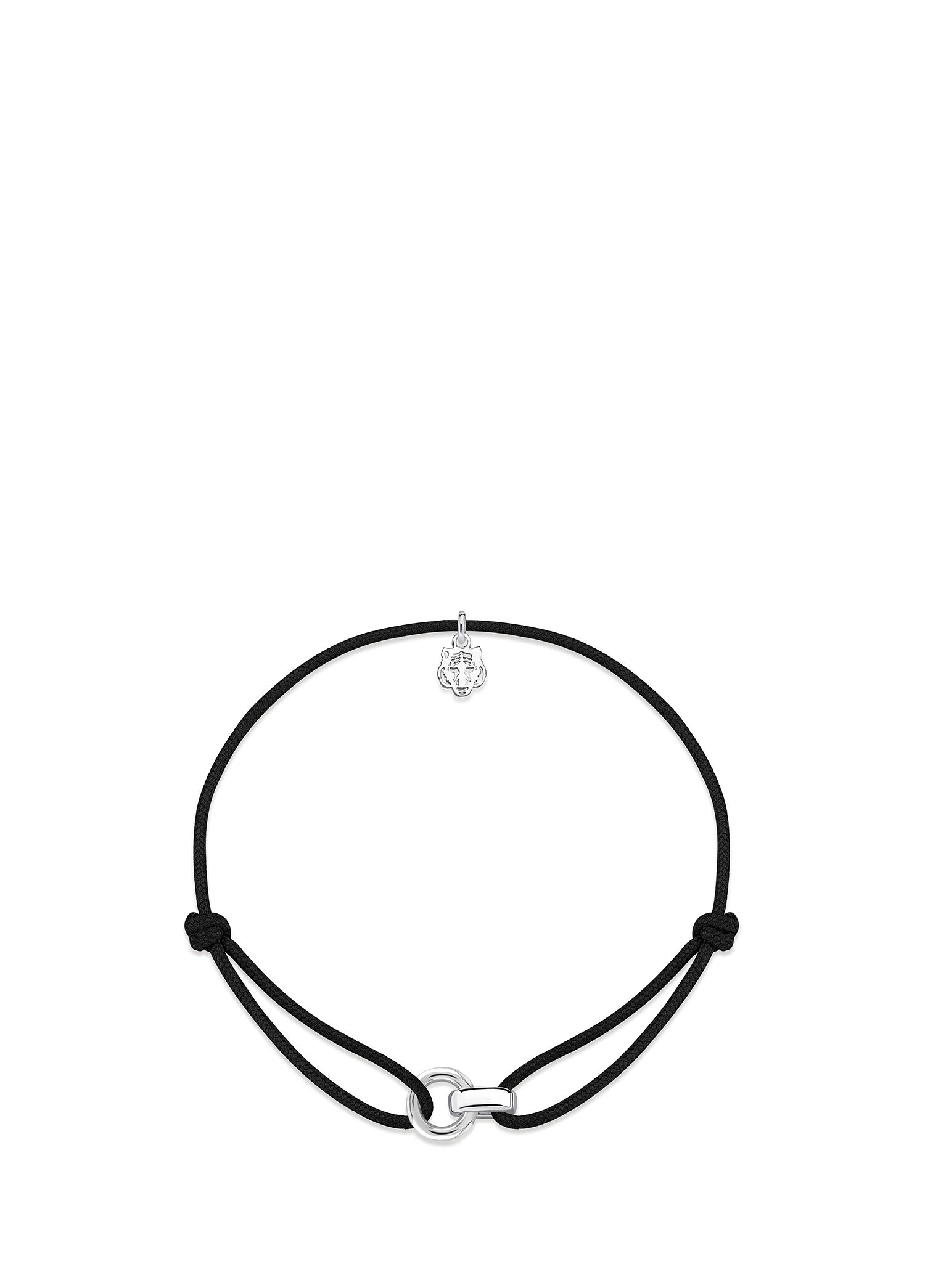 Linker Siyah İp 925 Ayar Gümüş Unisex Bileklik