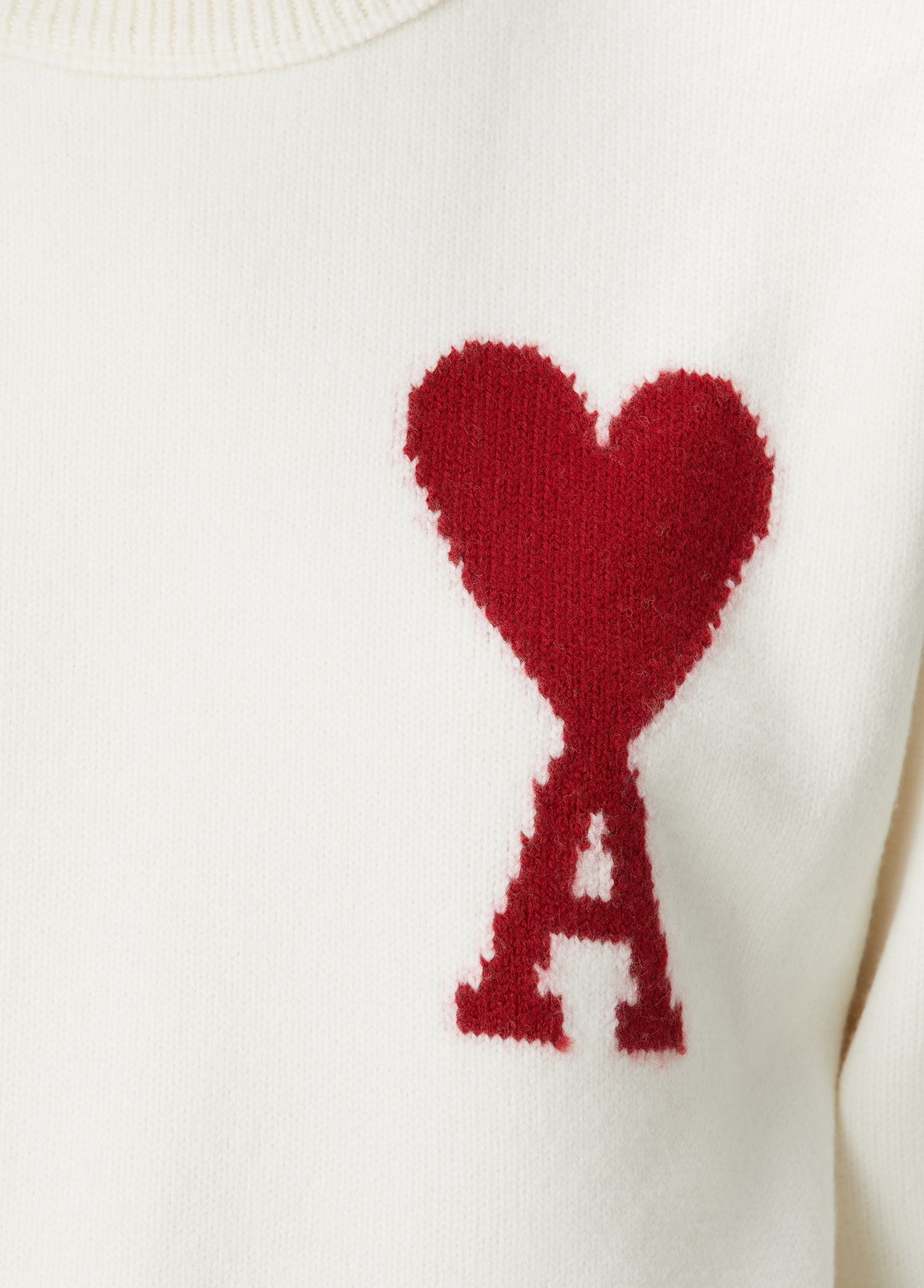 Ami Paris White Logo Wool Sweater