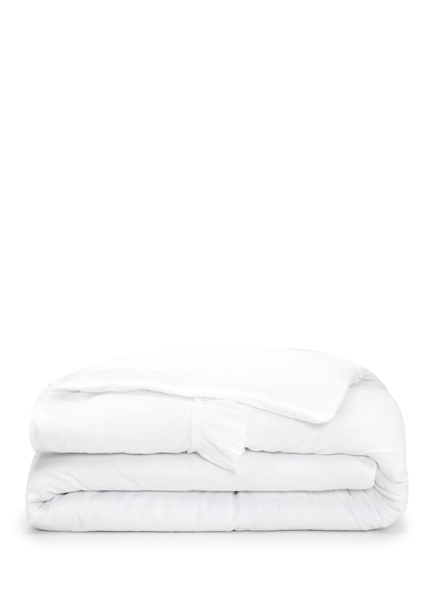 Frill Beyaz Keten Çift Kişilik Nevresim Kılıfı 200 x 220 cm