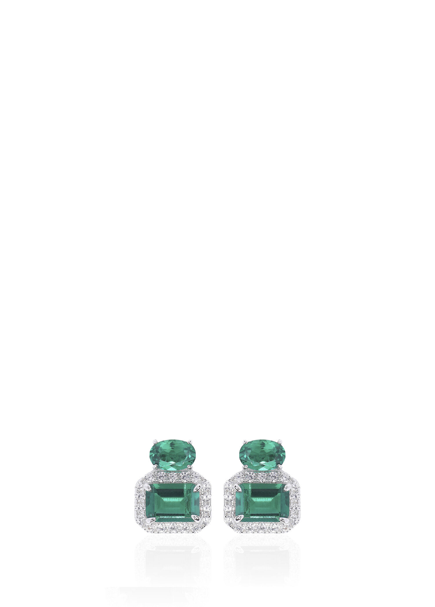 Emerald Oval Studs  925 Ayar Gümüş Kadın Zirkon Küpe