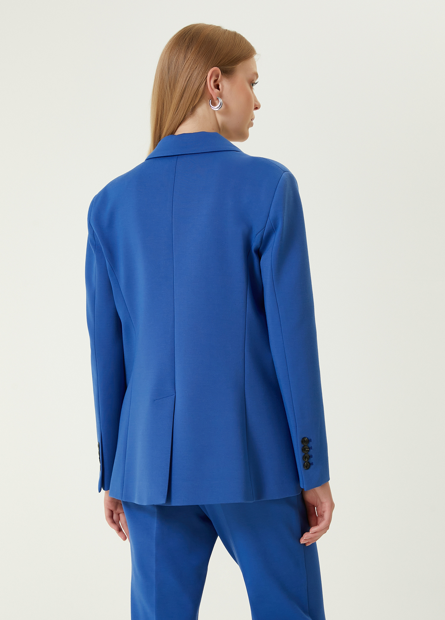 Mavi Tek Düğmeli Spor Blazer_4