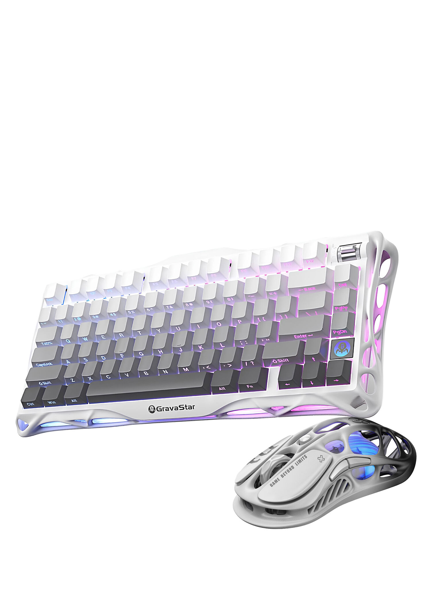 Mercury Beyaz K1+M1 Pro Kablosuz Rgb Işıklı Mekanik Q Gaming Klavye ve Optik Mouse Seti