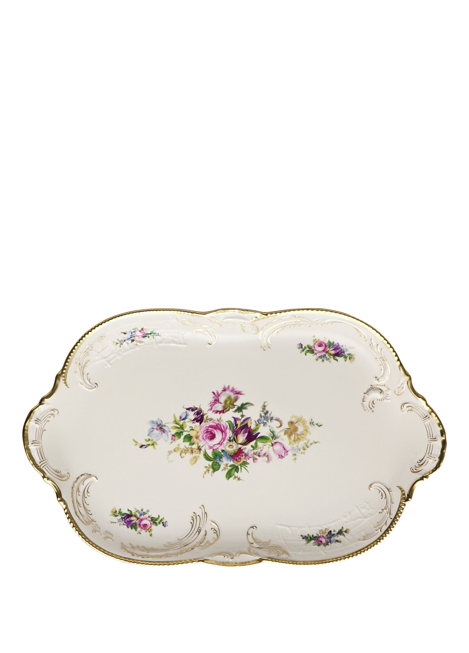 Sanssouci Elfenbein Diplomat Porselen Oval Servis Tabağı 38 cm