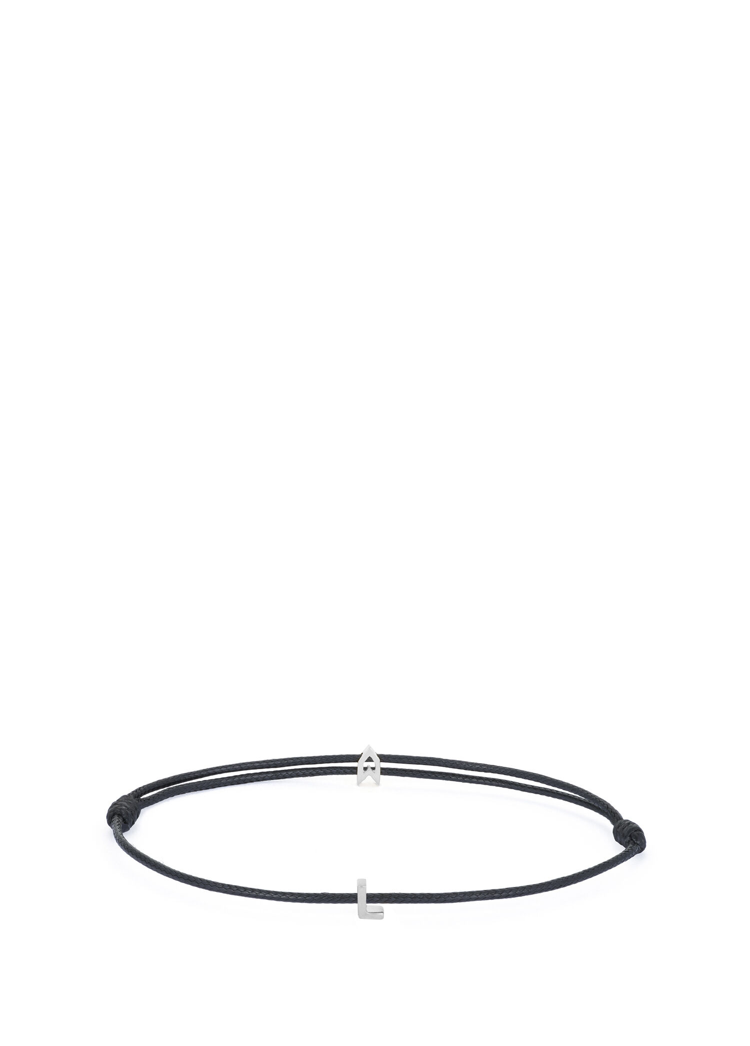 Şans Siyah İp L Harfli 925 Ayar Gümüş Kadın Bileklik