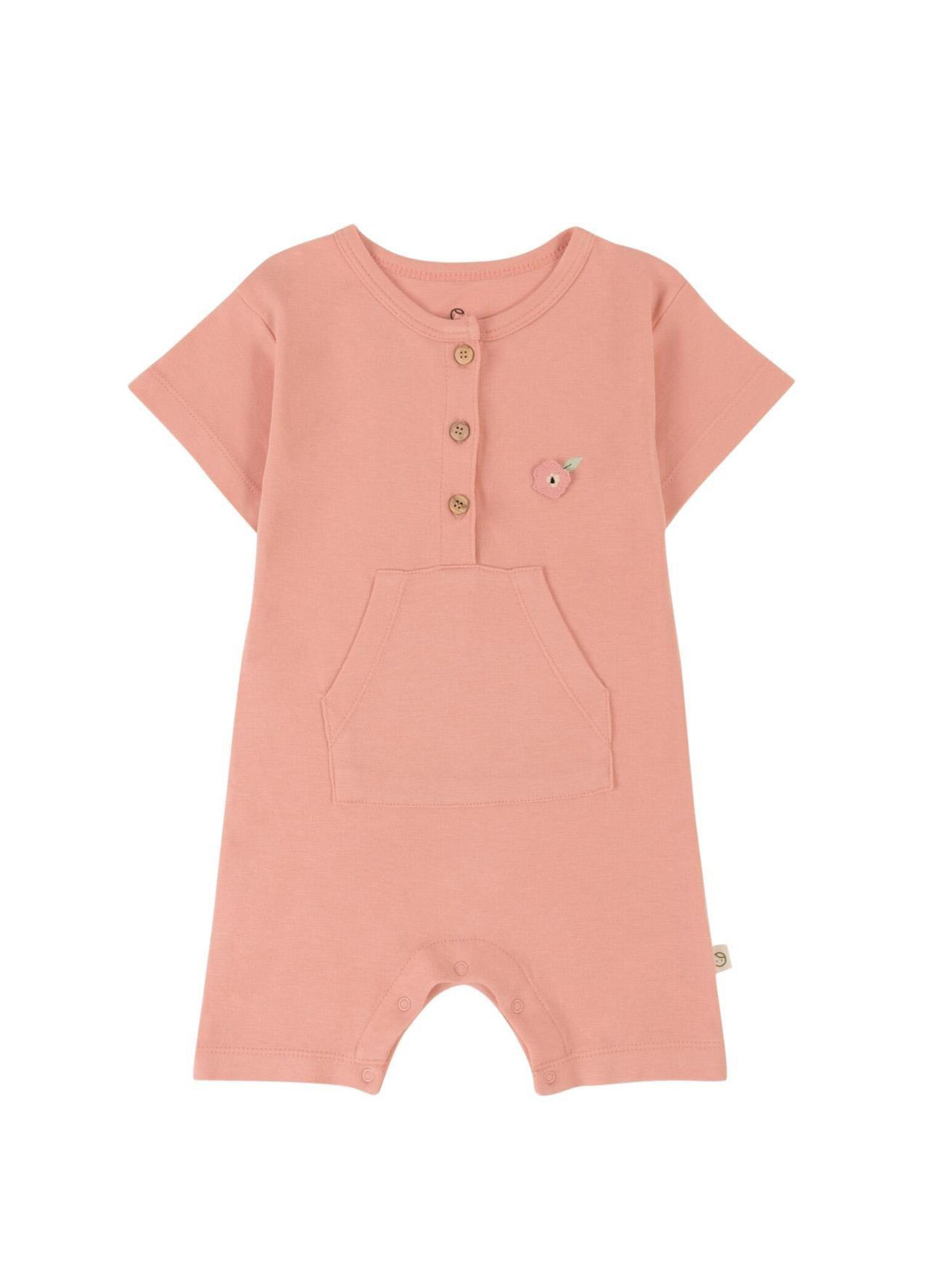 Pembe Bambu Kısa Kollu Kız Çocuk Şort Tulum