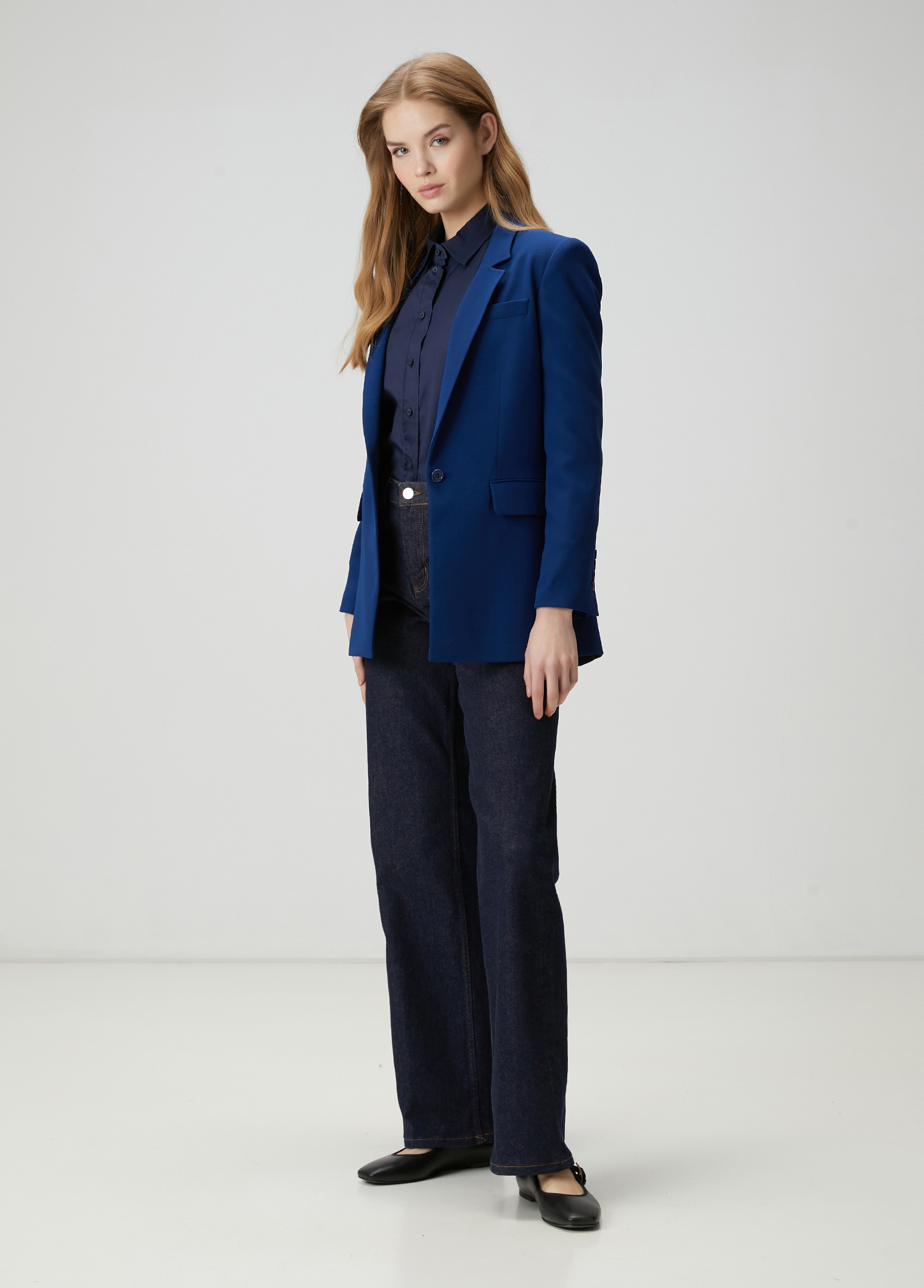 Lacivert Krep Blazer_1