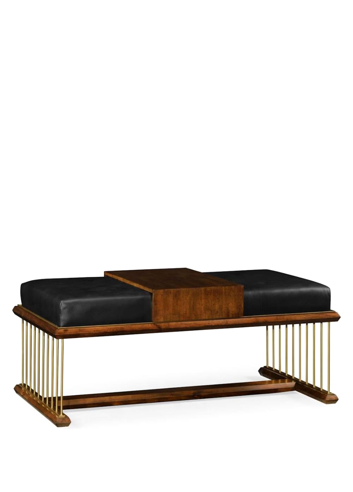 Jc Modern Walnut Siyah Deri Masif Bench