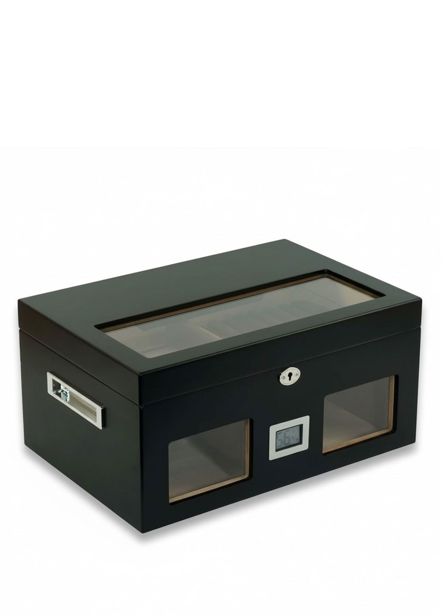 Camlı Humidor Mat Siyah 100's Puro Kutusu