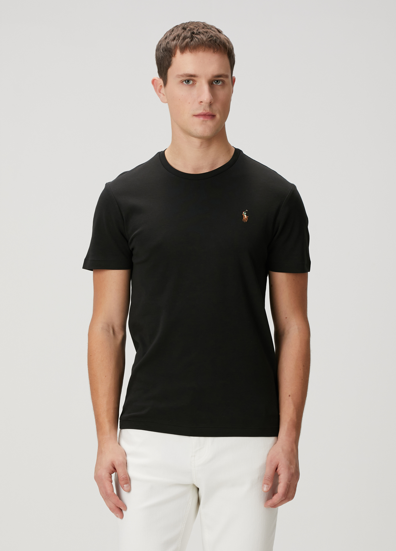 Siyah Logo Nakışlı Basic T-shirt