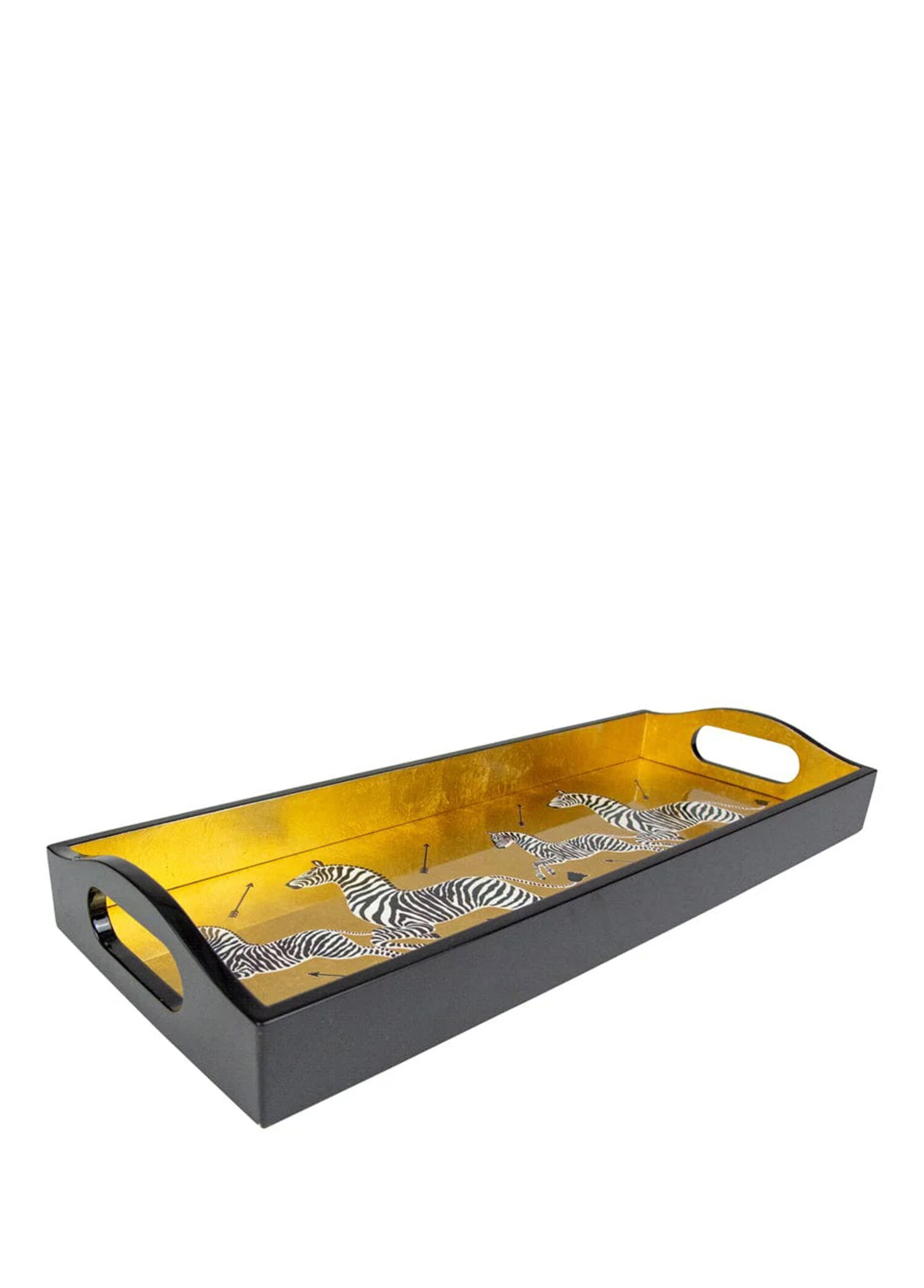 Zebras Gold Lacquer Ahşap Tepsi