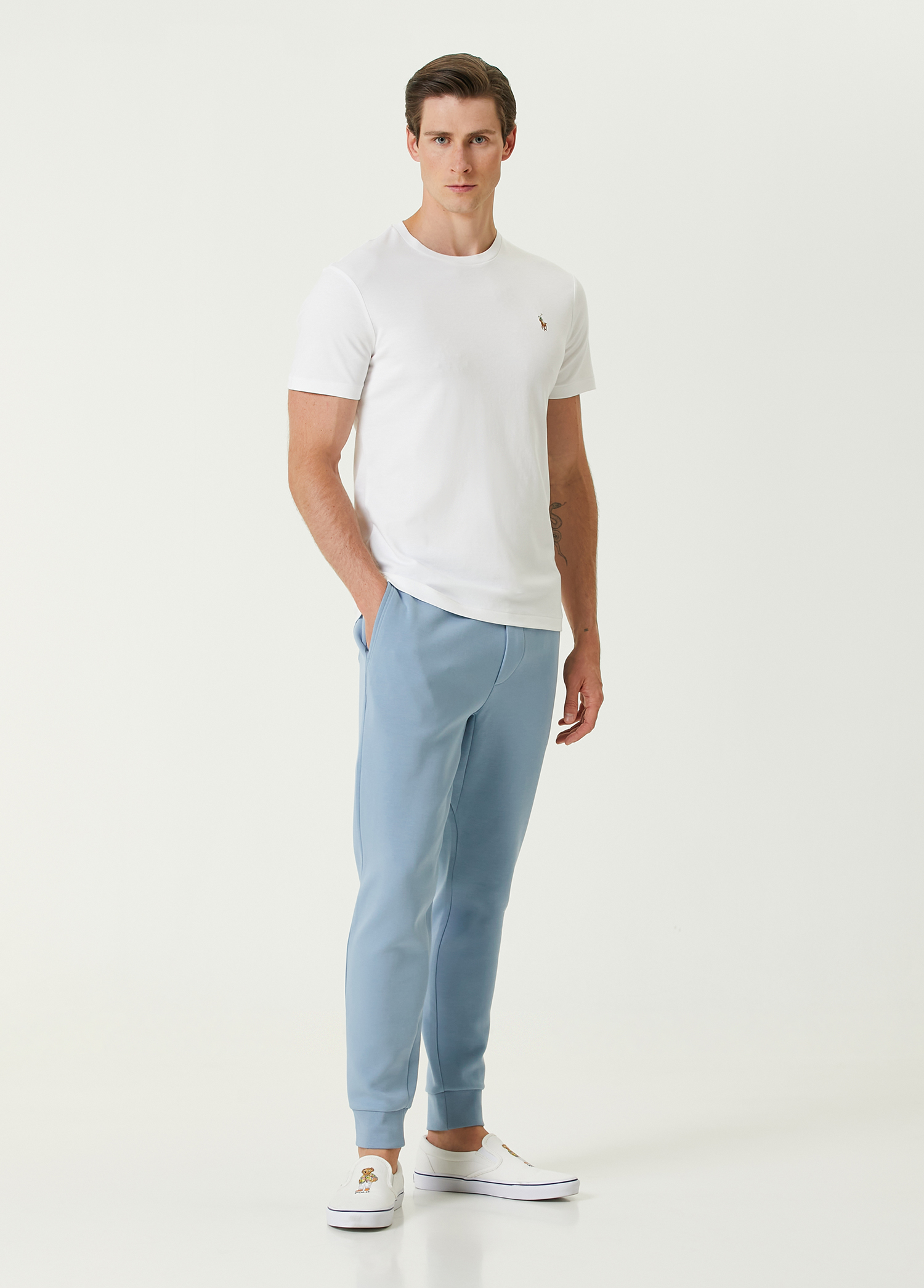 Beyaz Logo Nakışlı T-shirt_1