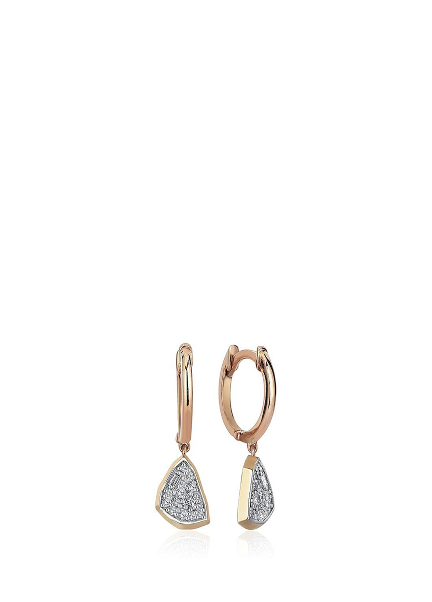 Gravel Hoops Pırlanta Taşlı 14 Ayar Rose Gold Kadın Küpe