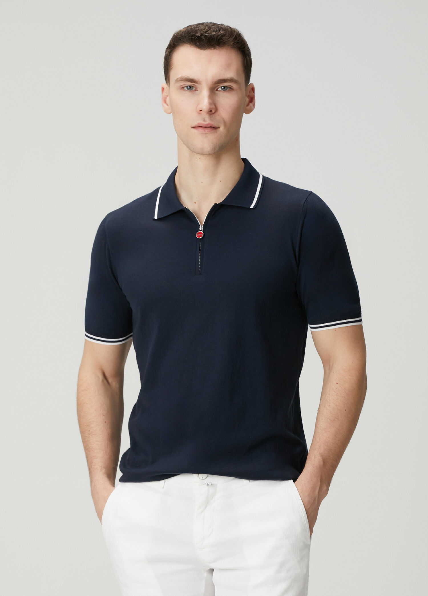 Lacivert Beyaz Polo Yaka T-shirt