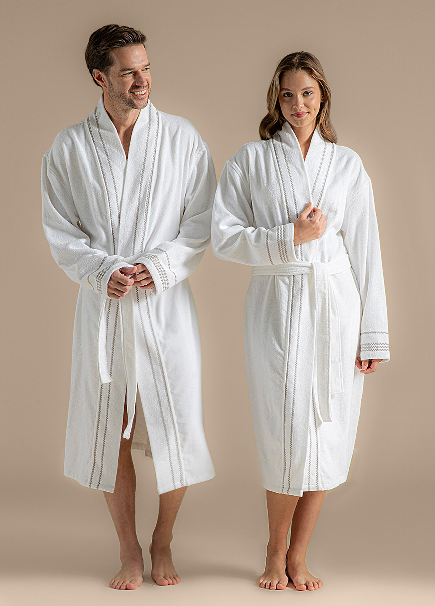 Natura Beyaz Bambu Unisex Bornoz