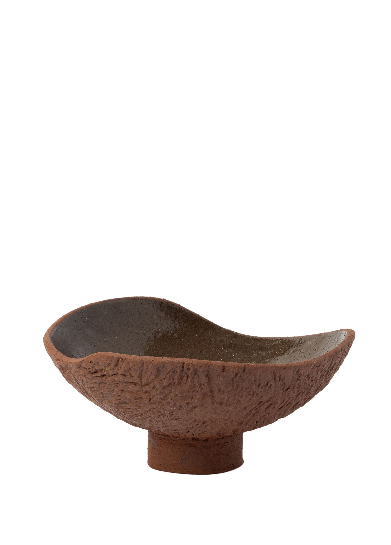 P Masuma Ceramics Terra Stoneware Kizil Kahve Seramik Ayakli Dekoratif Kase