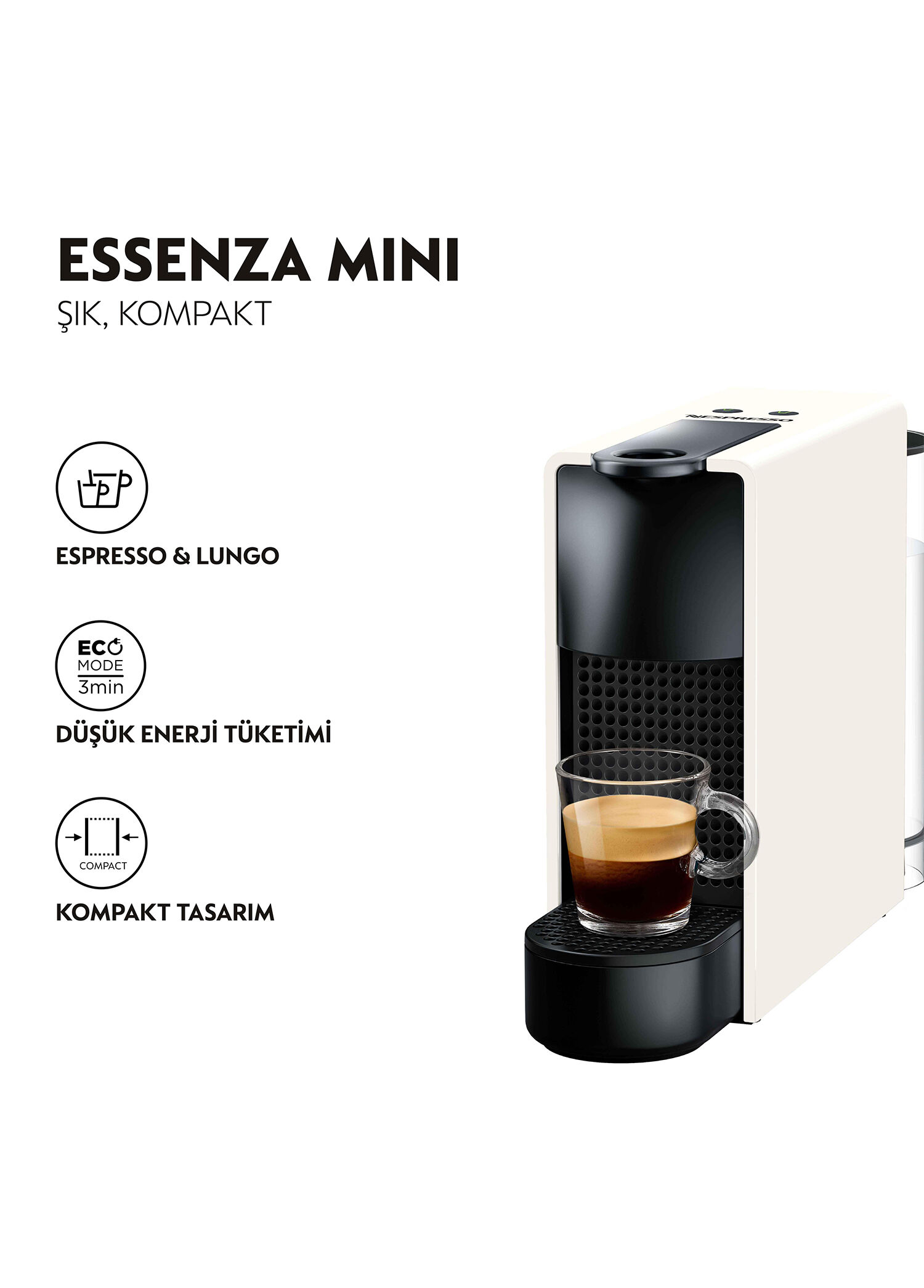 Nespresso - C30 White Essenza Mini Kapsüllü Kahve Makinesi - Beyaz