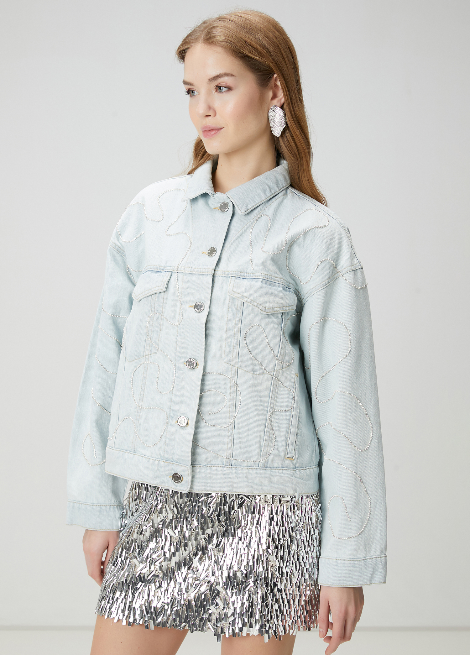 Oversize Açık Mavi Taşlı Denim Ceket_3
