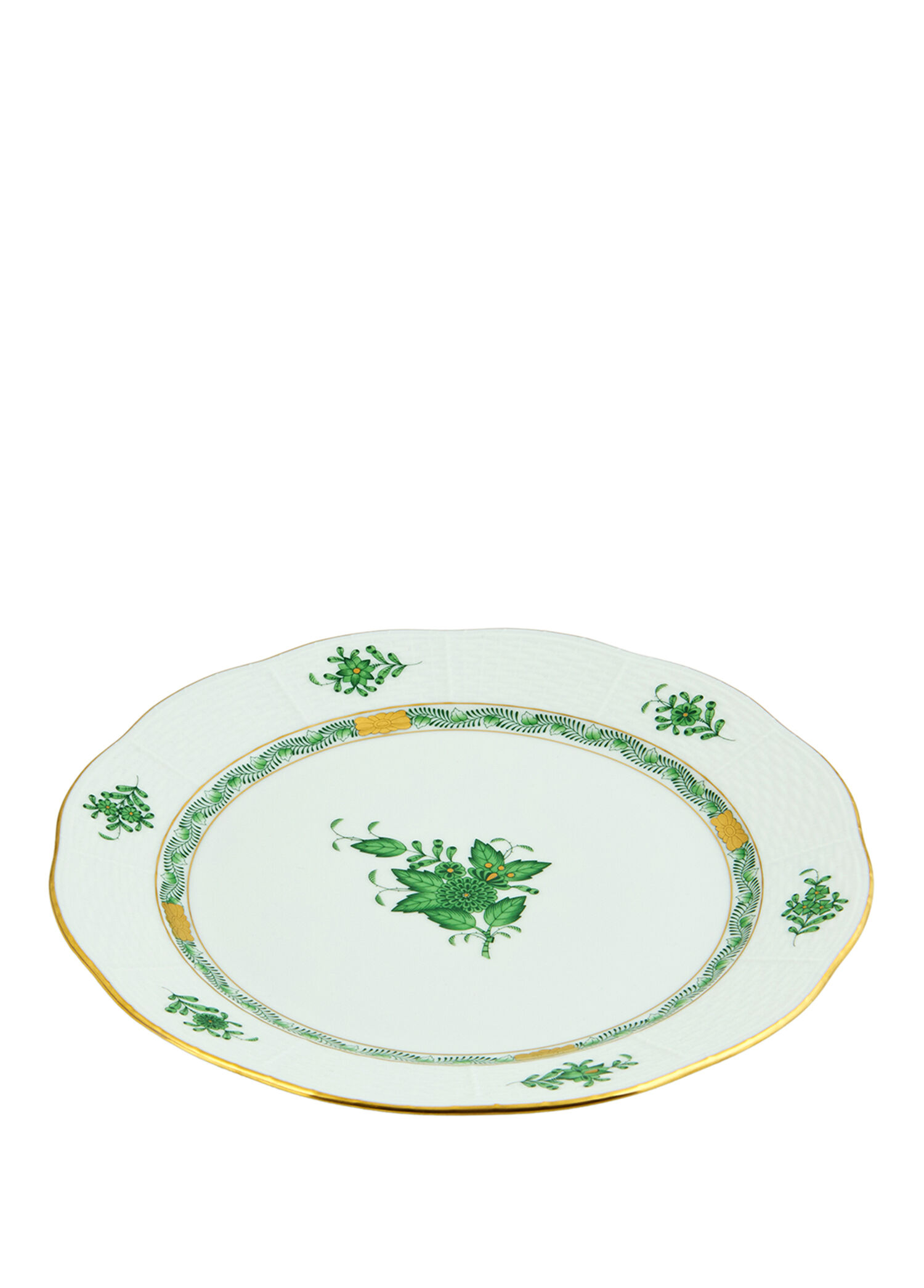 Apponyi Desenli Yeşil Porselen Yemek Tabağı 25.5 cm