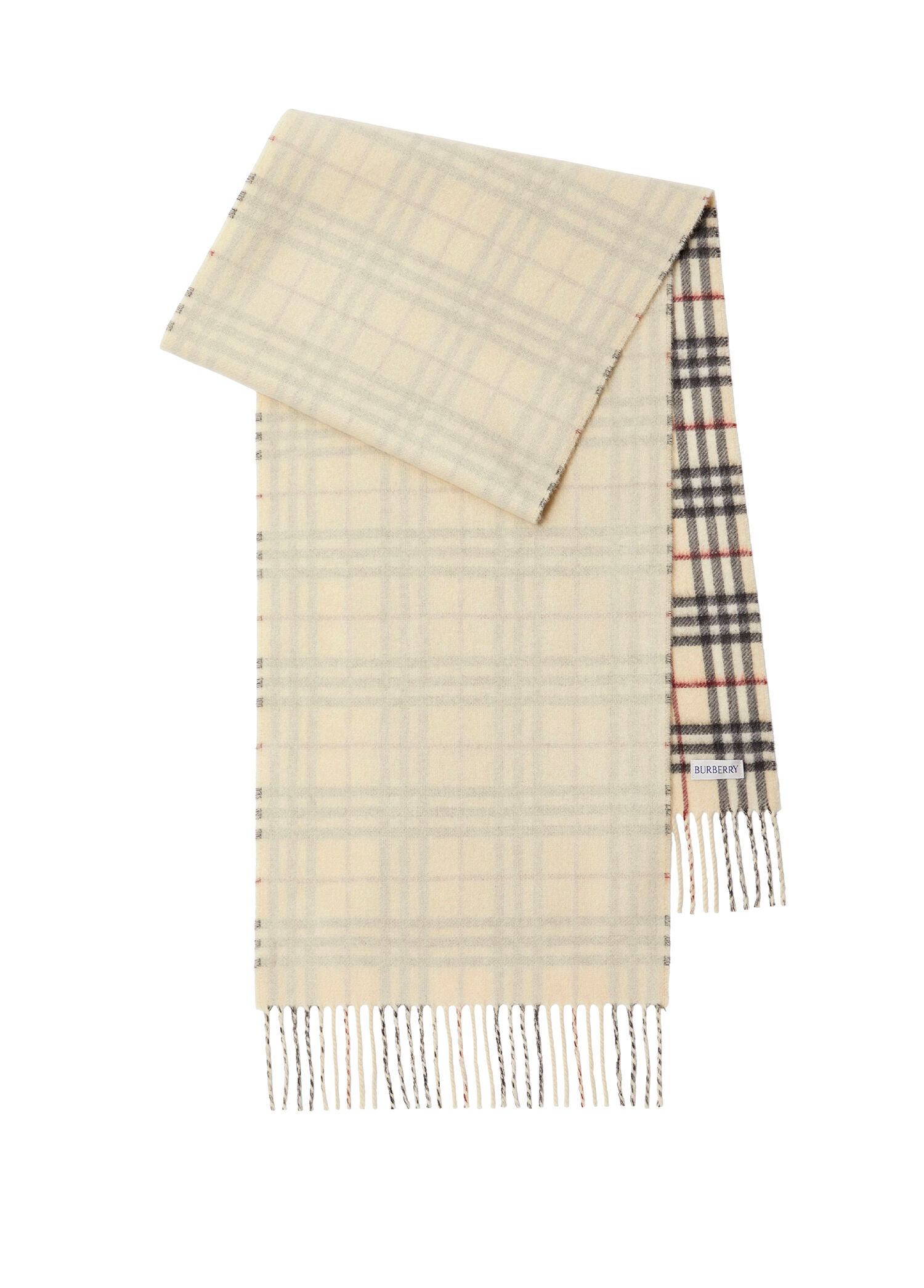 Reversible Check Krem Rengi Kaşmir Kadın Atkı