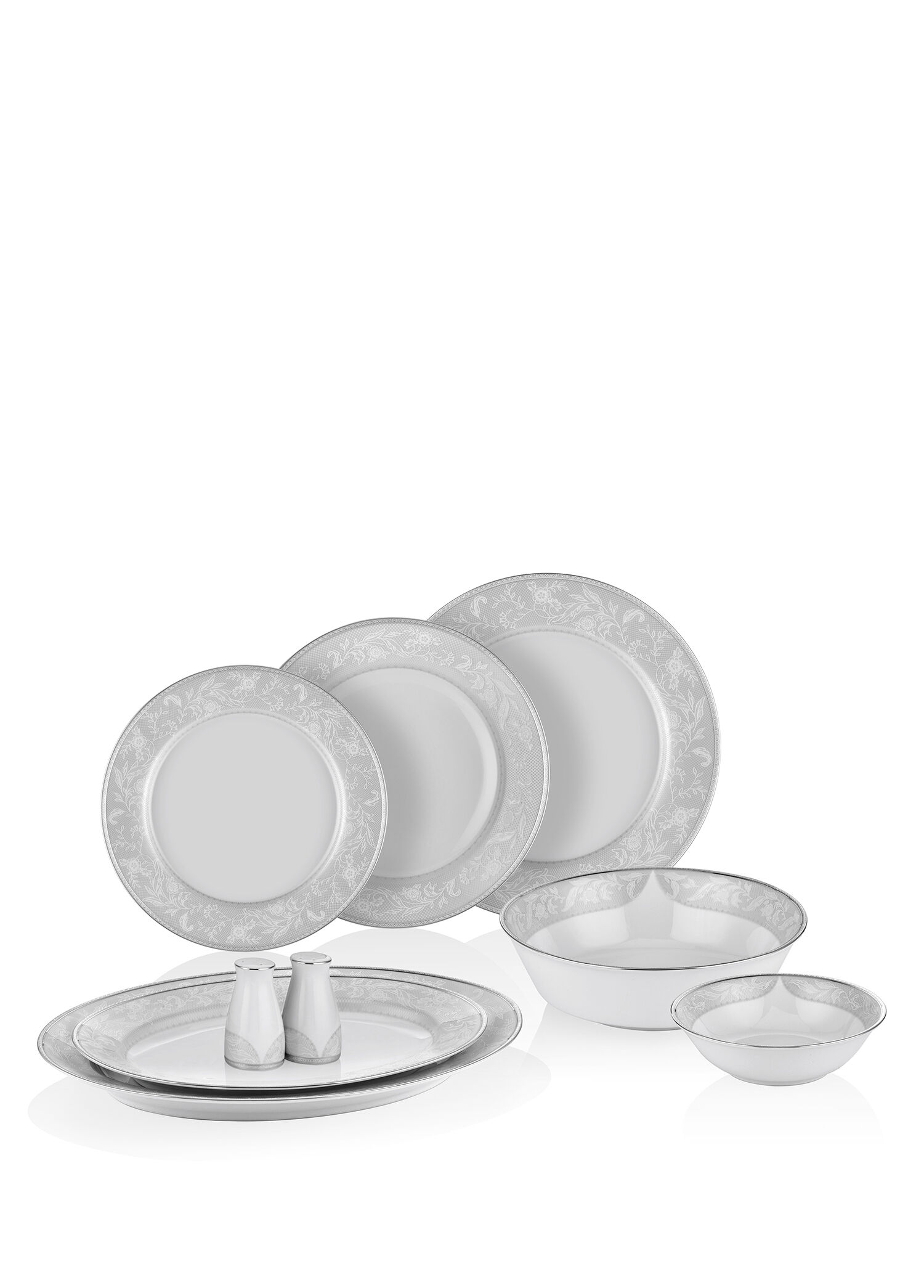 Flanders Platinum Beyaz 54 Parça 12 Kişilik Yemek Takımı