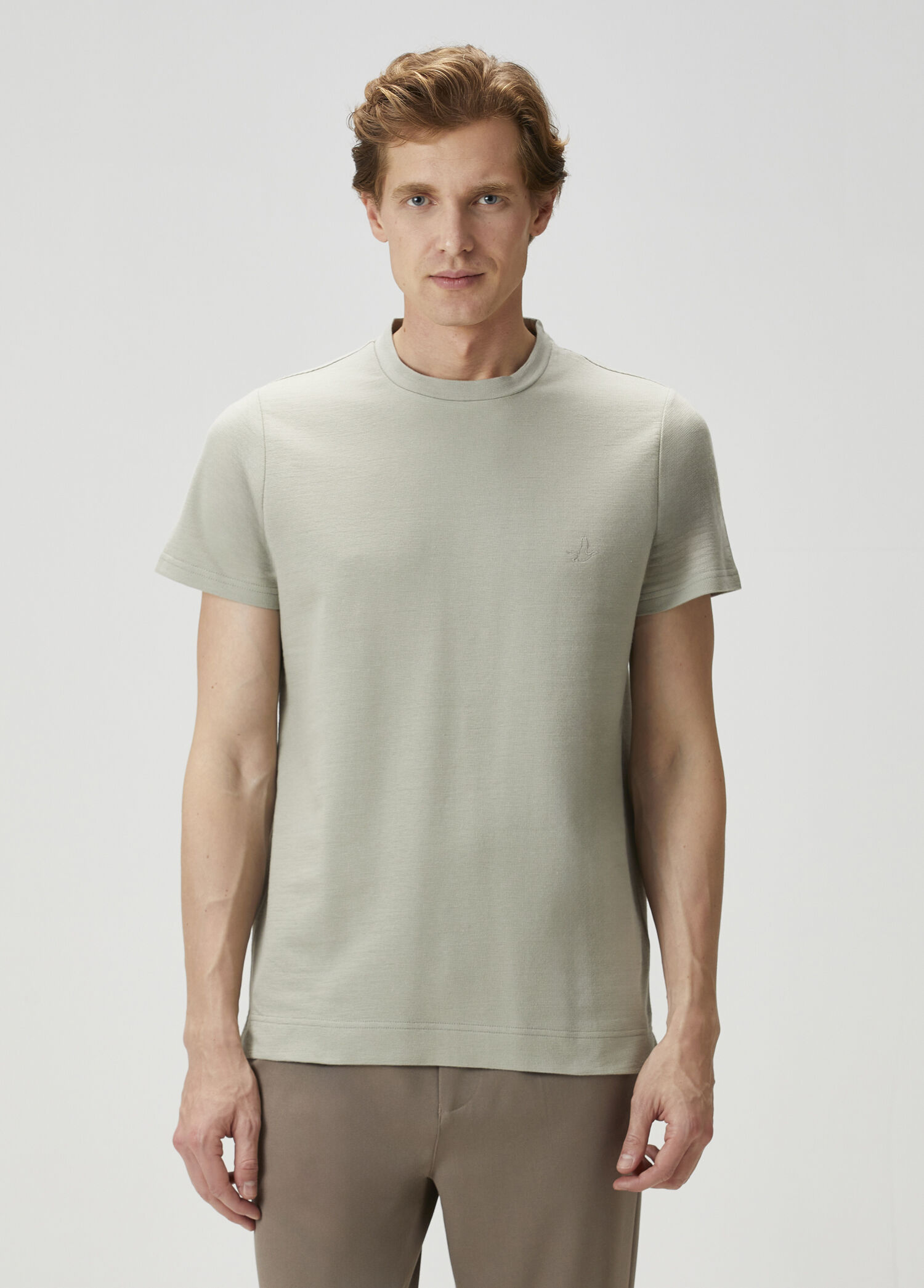 Relax Fit Açık Haki Flam Görünümlü T-shirt
