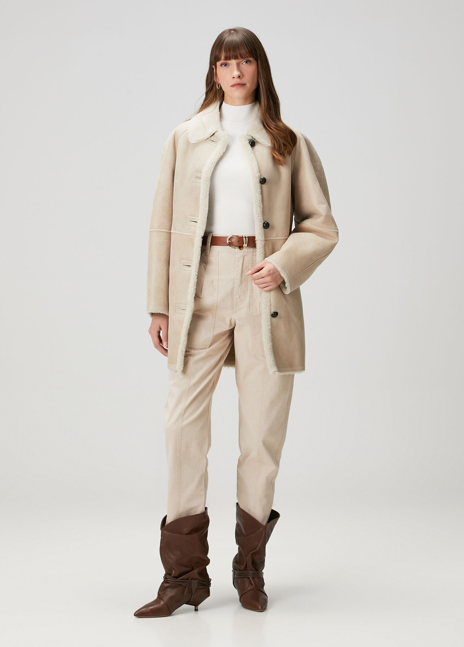 Kiana Ecru Pleated Trousers