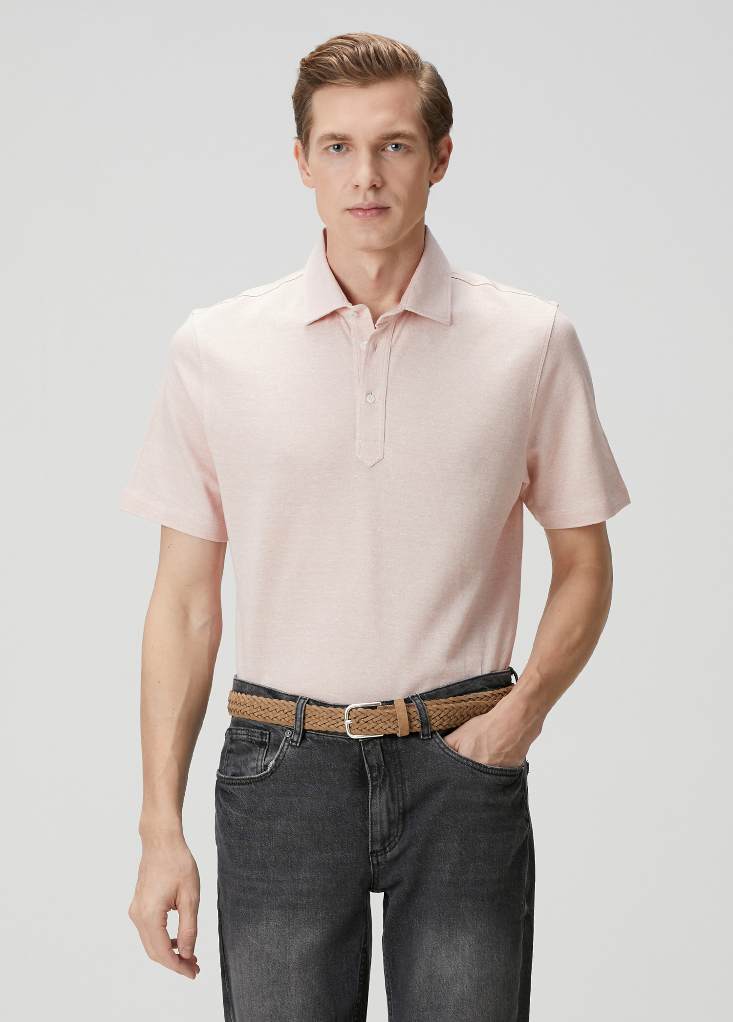 Pembe Polo Yaka T-shirt