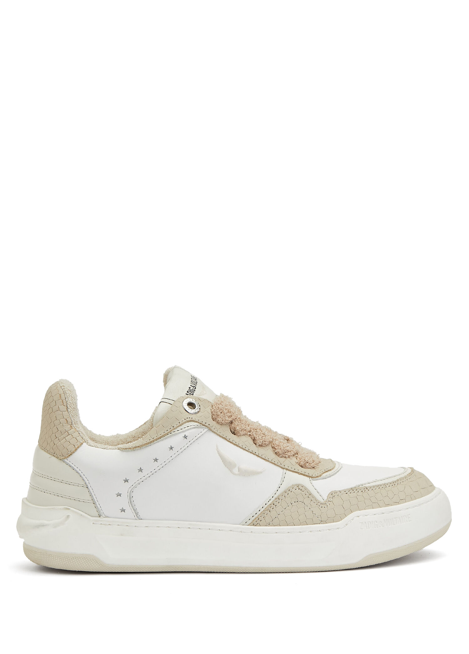 Bej Beyaz Kadın Deri Sneaker