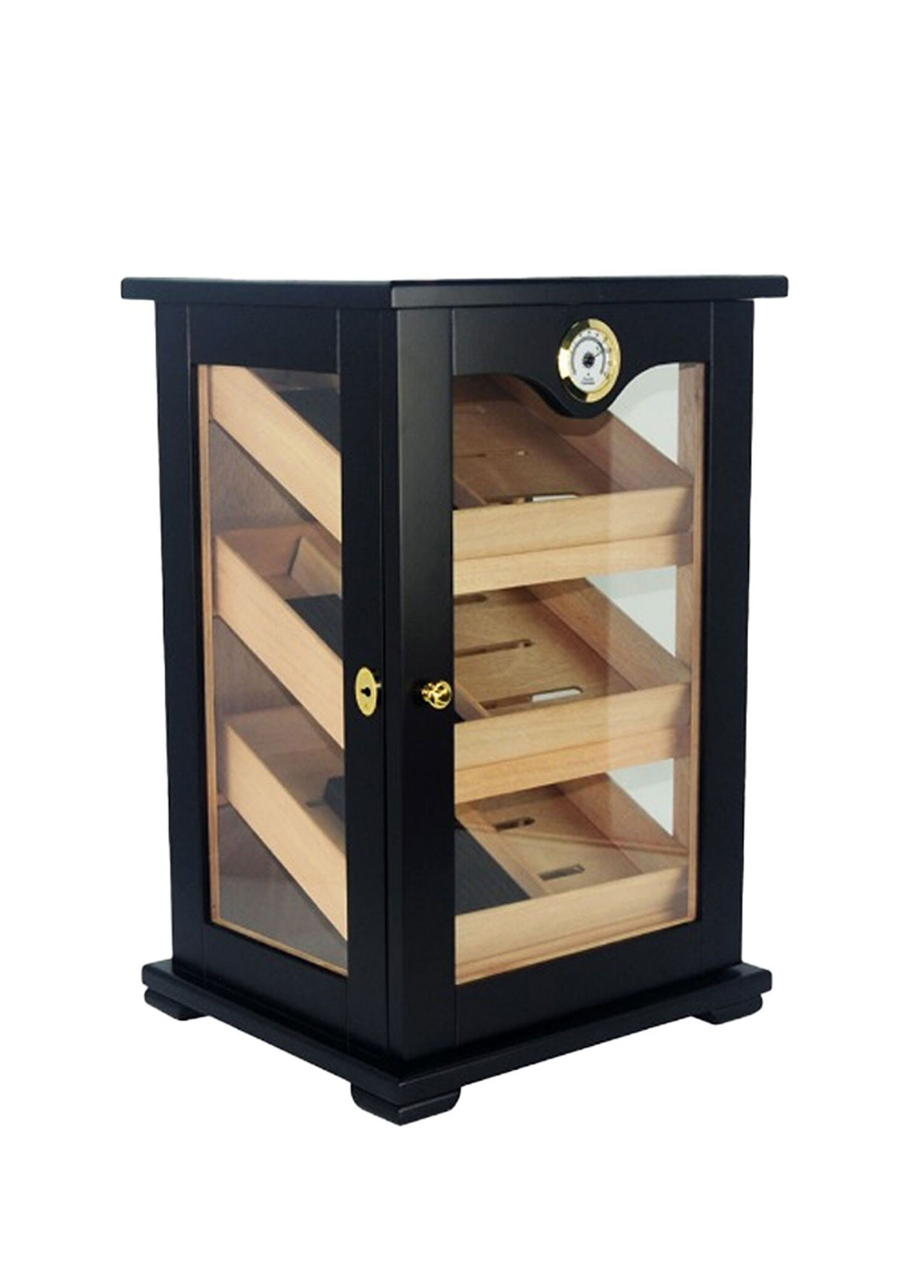 Siyah Humidor Kabinet 150's 3 Raflı Puro Kutusu