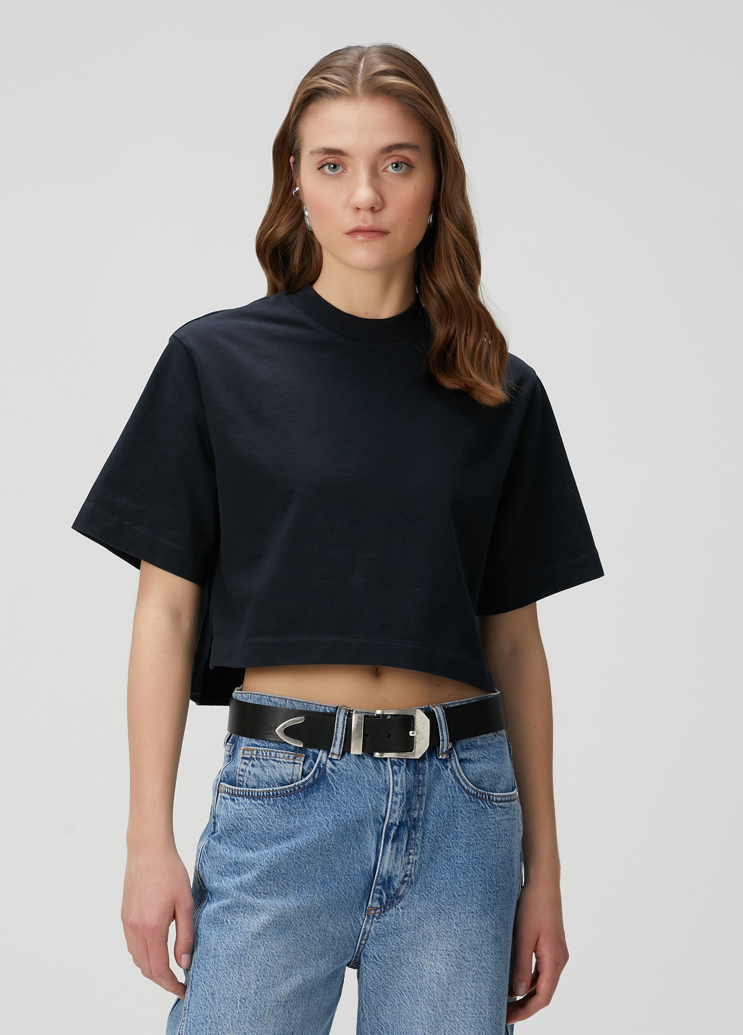 Lottie Lacivert Crop T-shirt