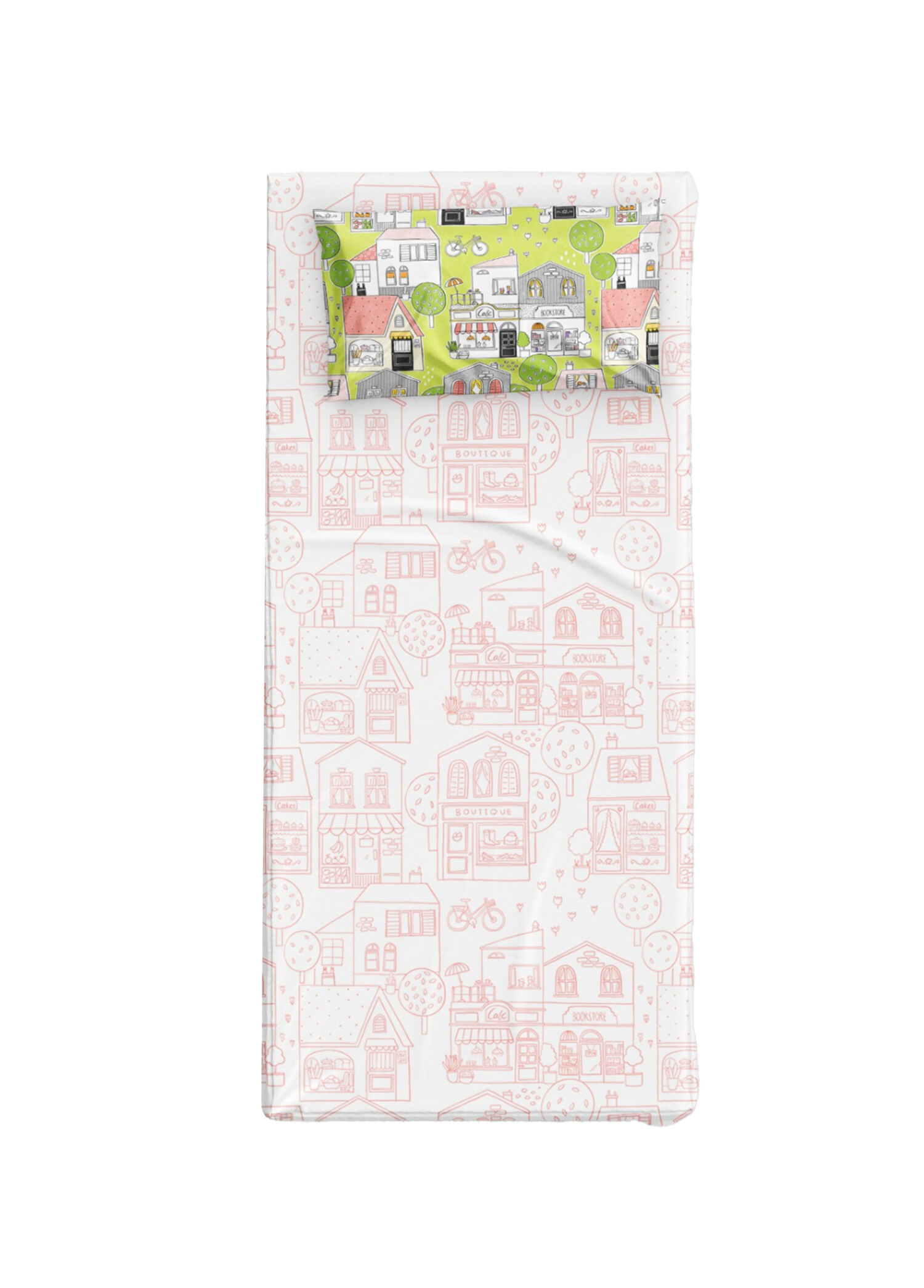 Neighbors Pembe Beyaz Pamuk Saten Unisex Çocuk Çarşaf Seti 90 x 190 cm